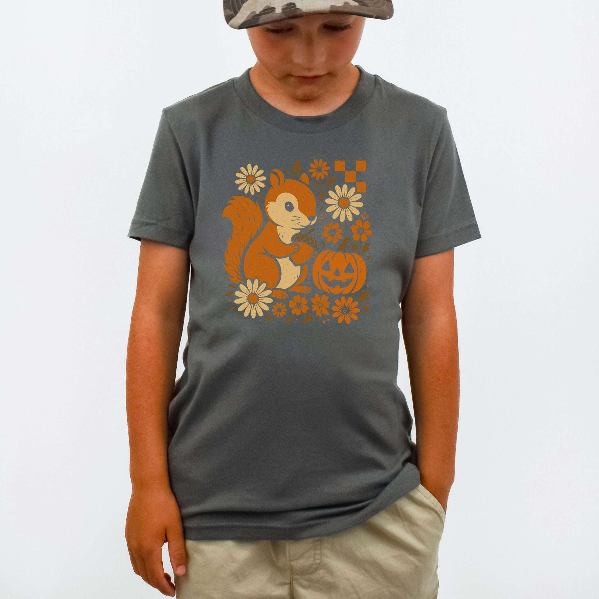 Pumpkin Patch Squirrel Youth Tee – Cute Halloween Forest Vibes