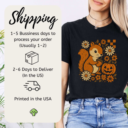 Pumpkin Patch Squirrel T-Shirt – Cute Retro Halloween Nature Vibes