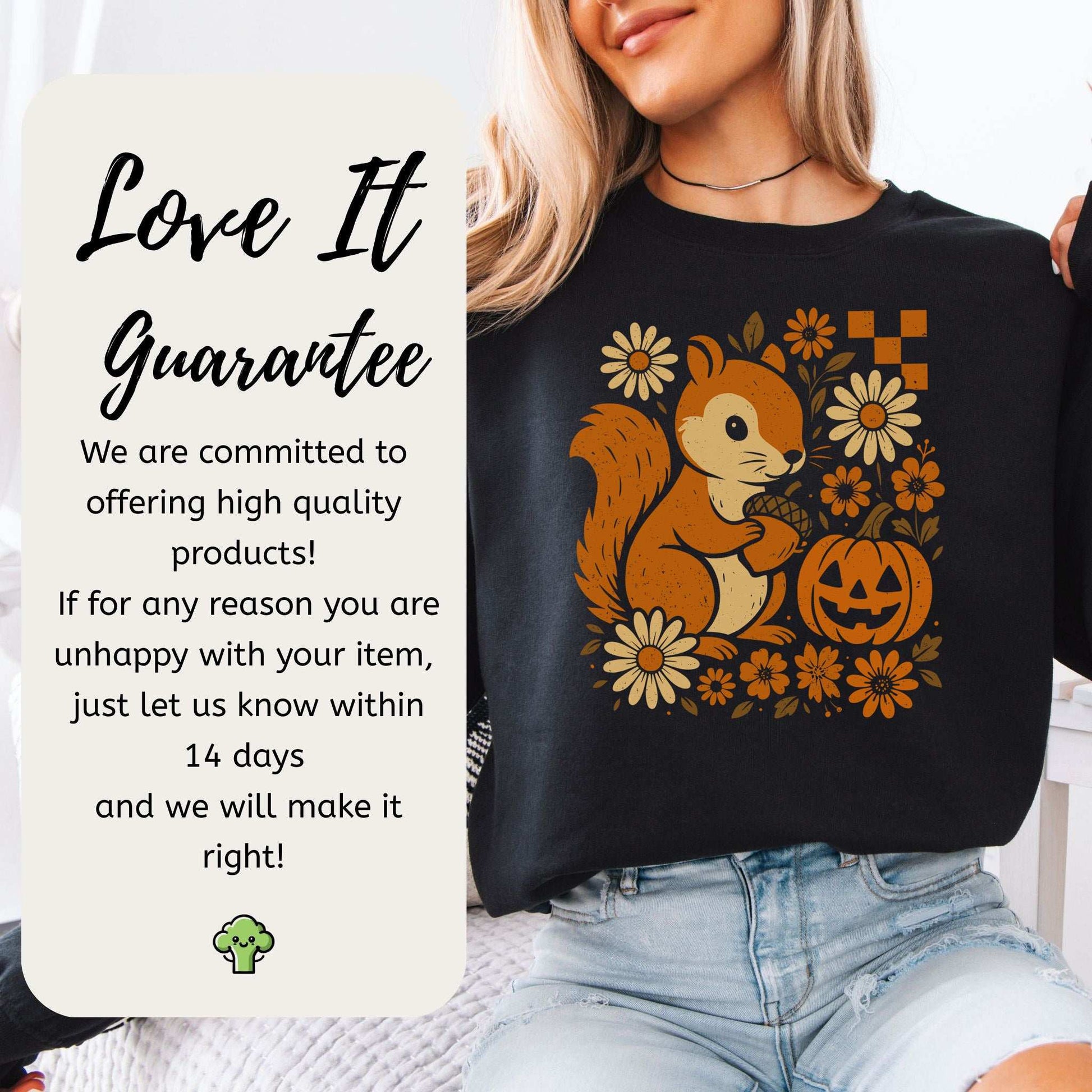 Pumpkin Patch Squirrel Sweatshirt – Cute Retro Halloween Nature Vibes