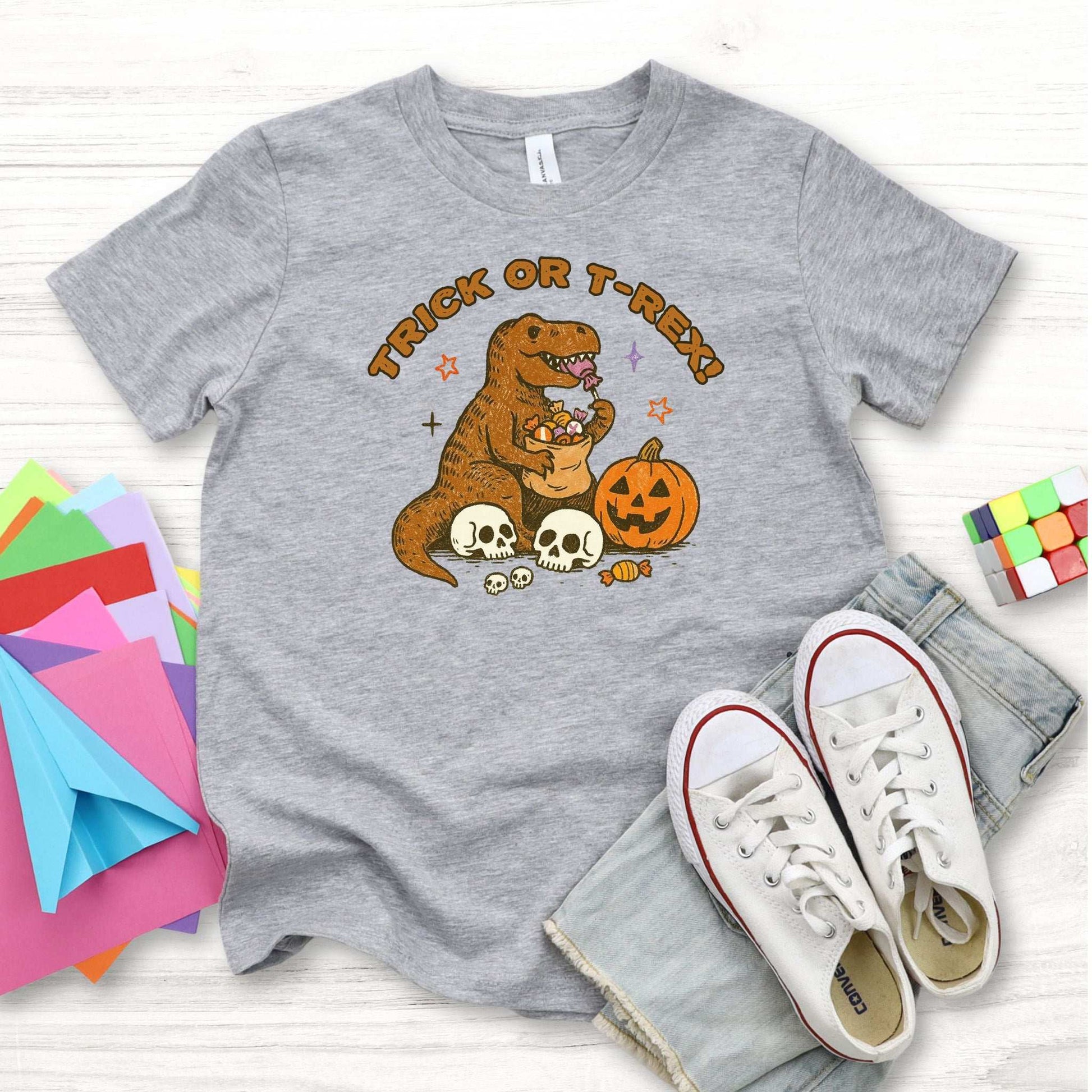 T-Rex Halloween Youth Tee – Trick-or-Treat Dino Mayhem