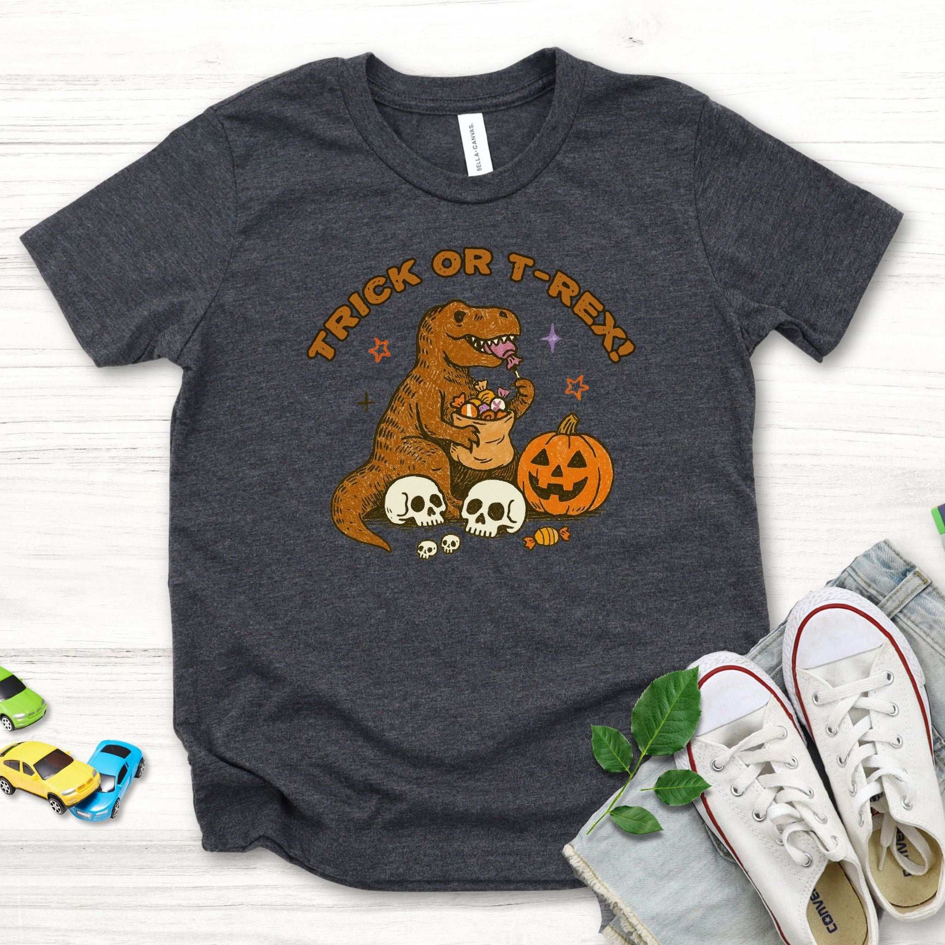 T-Rex Halloween Youth Tee – Trick-or-Treat Dino Mayhem