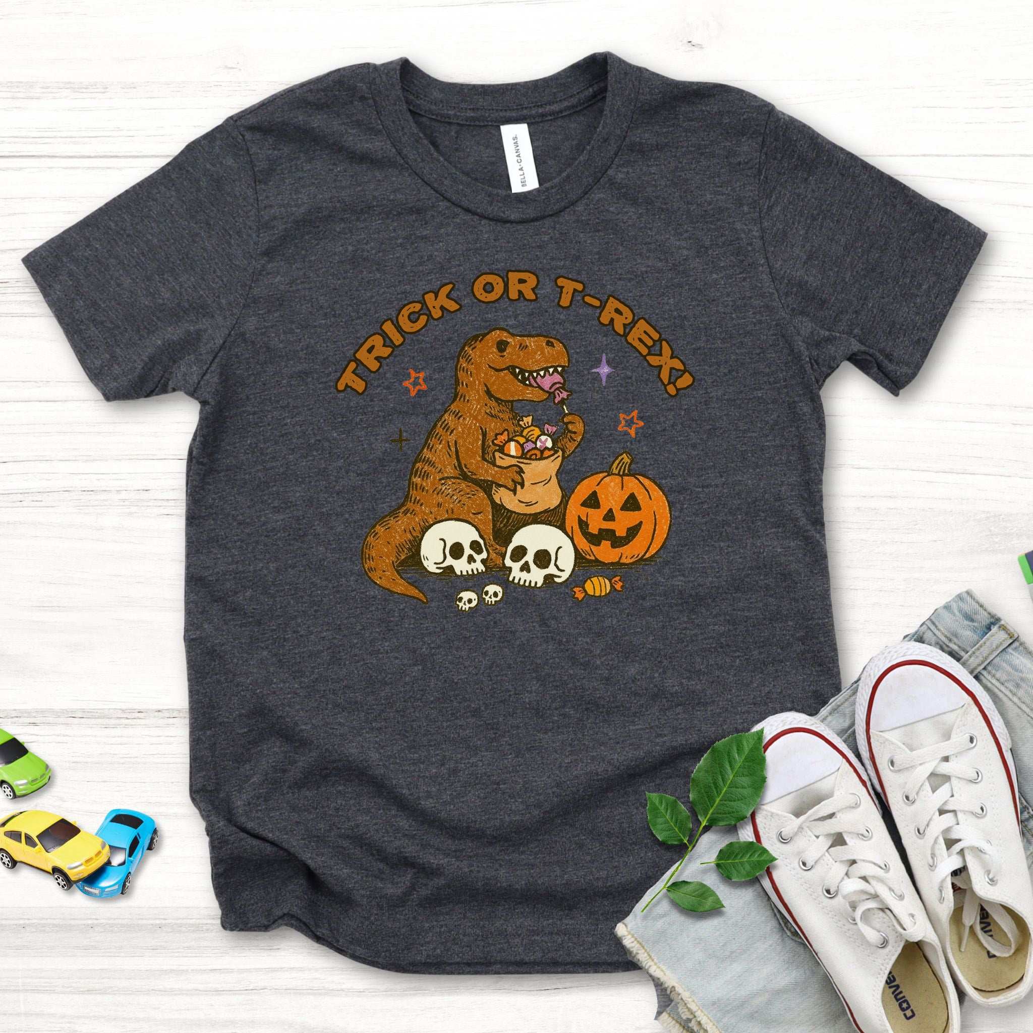 T-Rex Halloween Youth Tee – Trick-or-Treat Dino Mayhem