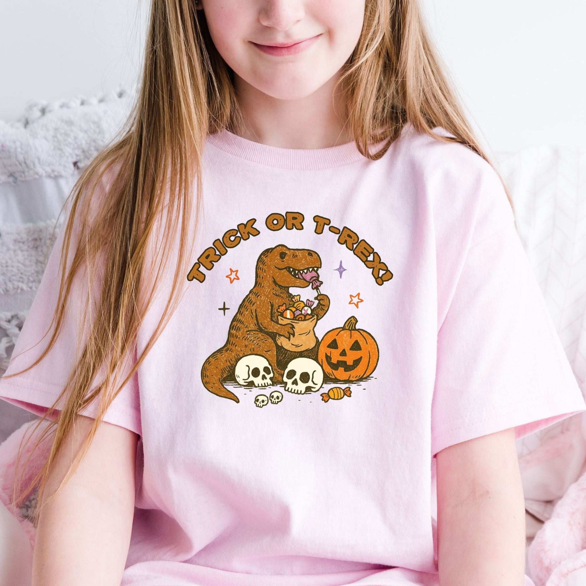 T-Rex Halloween Youth Tee – Trick-or-Treat Dino Mayhem