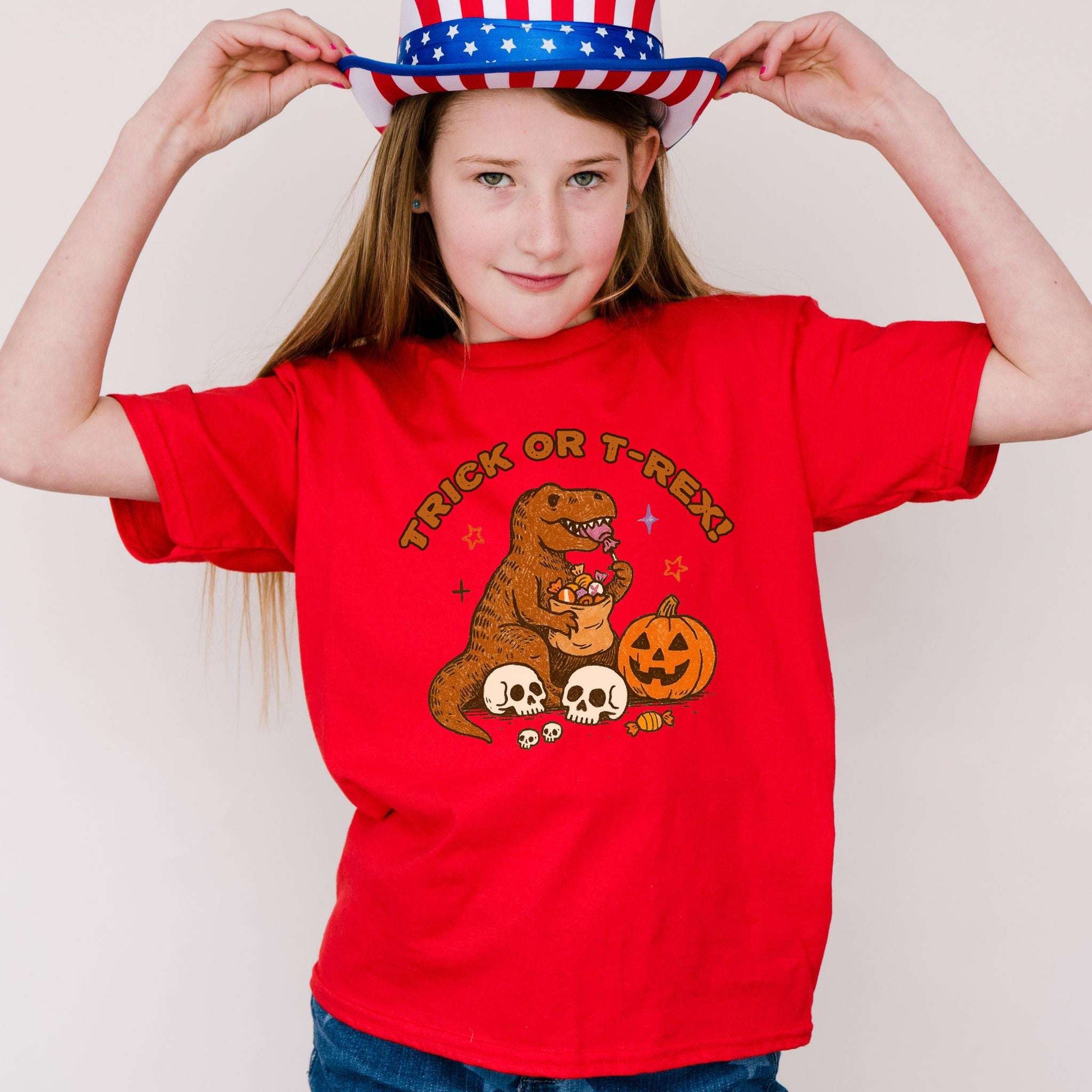 T-Rex Halloween Youth Tee – Trick-or-Treat Dino Mayhem