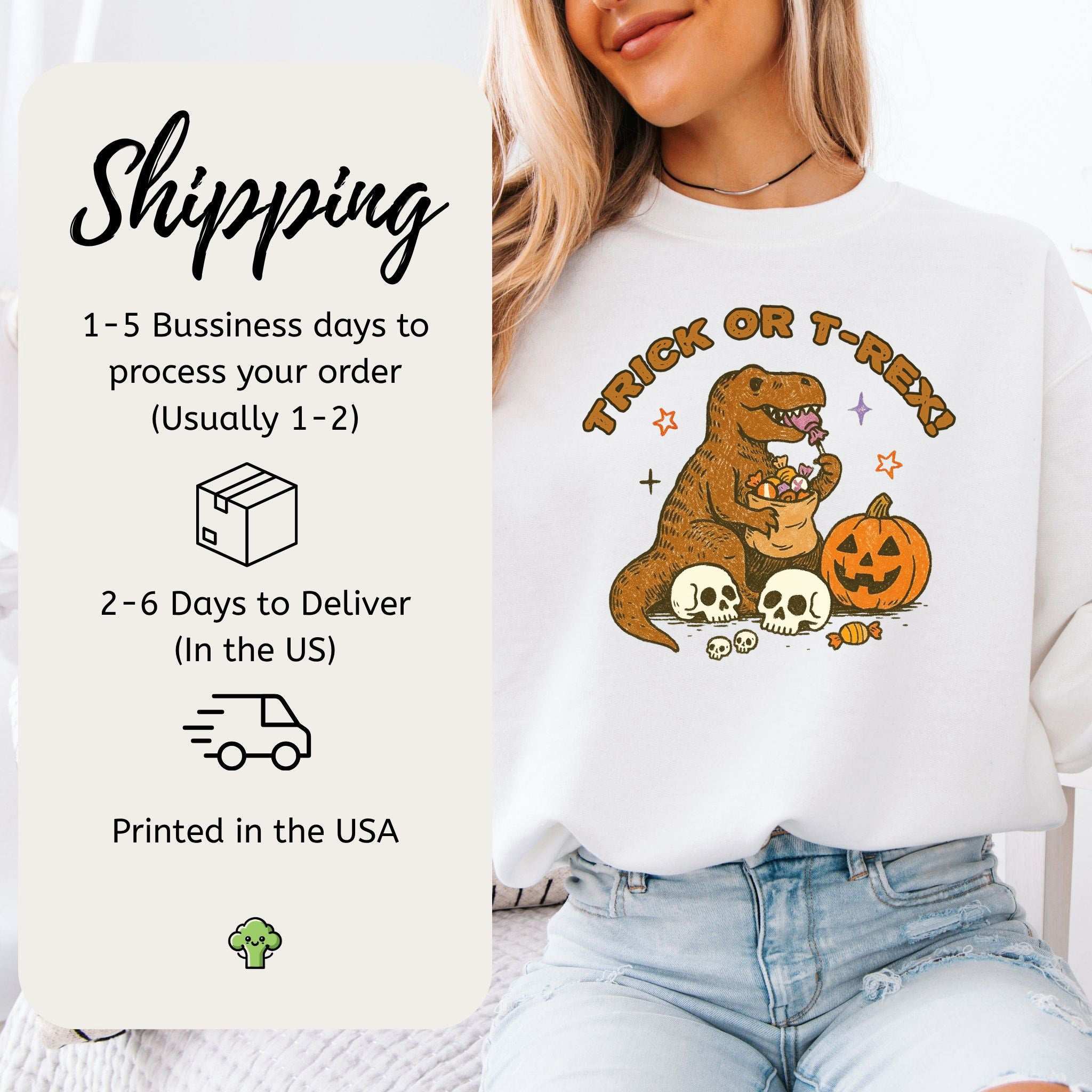 T-Rex Halloween Sweatshirt – Trick or Treat Dino Candy Chaos