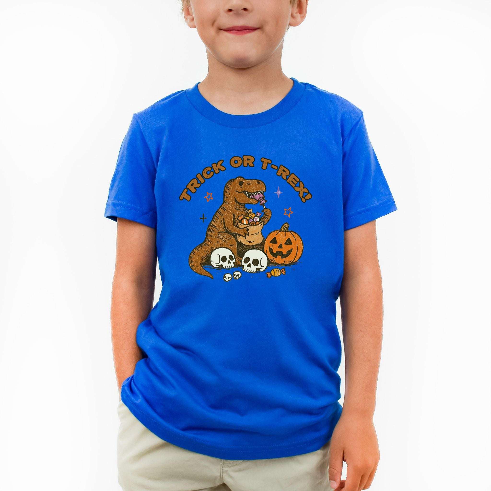 T-Rex Halloween Youth Tee – Trick-or-Treat Dino Mayhem