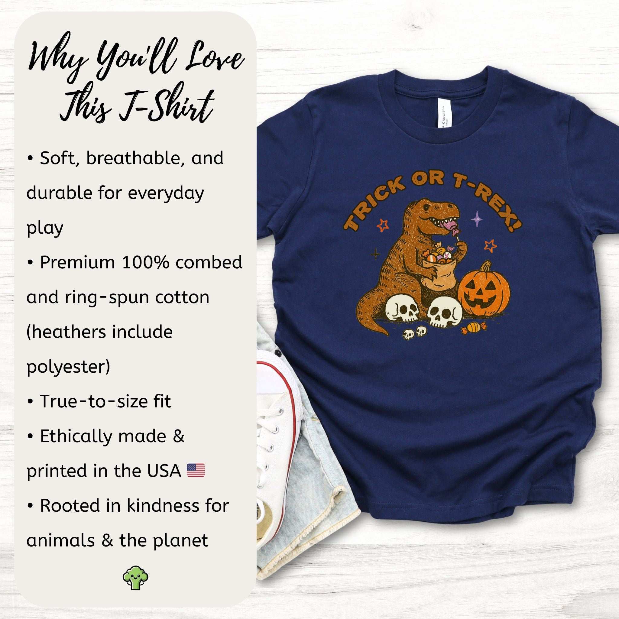 T-Rex Halloween Youth Tee – Trick-or-Treat Dino Mayhem