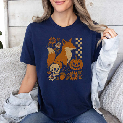 Halloween Fox T-Shirt – Spooky Floral Forestcore Pumpkin Vibes