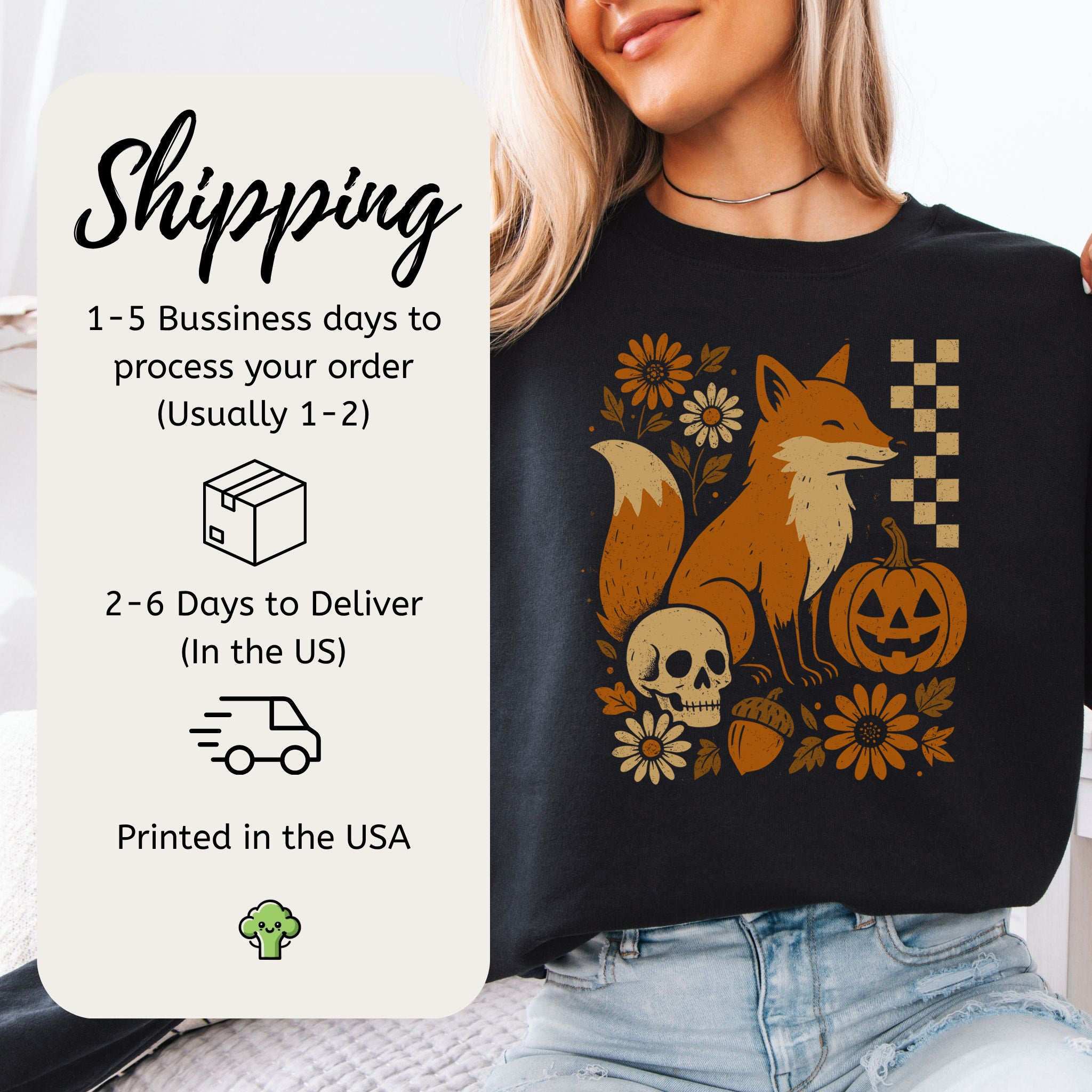 Halloween Fox Sweatshirt – Spooky Floral Forestcore Pumpkin Vibes