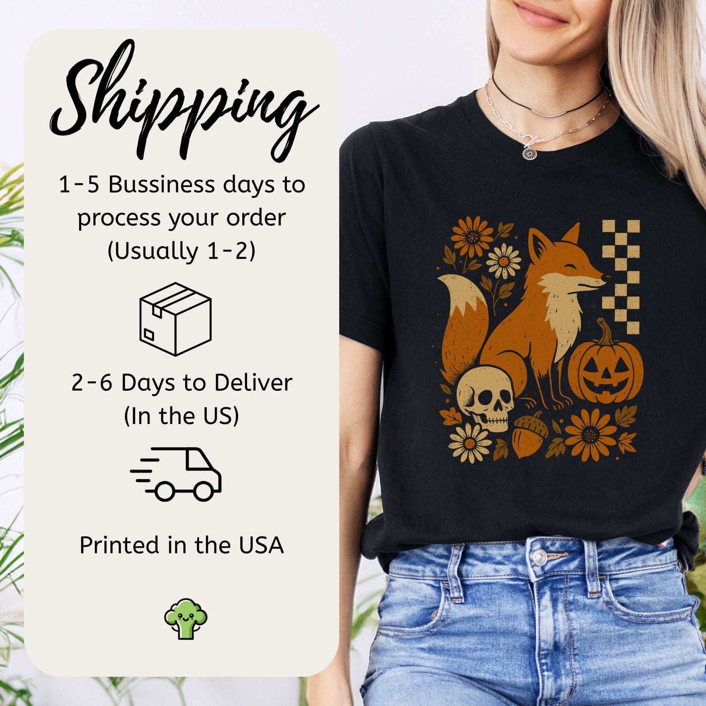Halloween Fox T-Shirt – Spooky Floral Forestcore Pumpkin Vibes