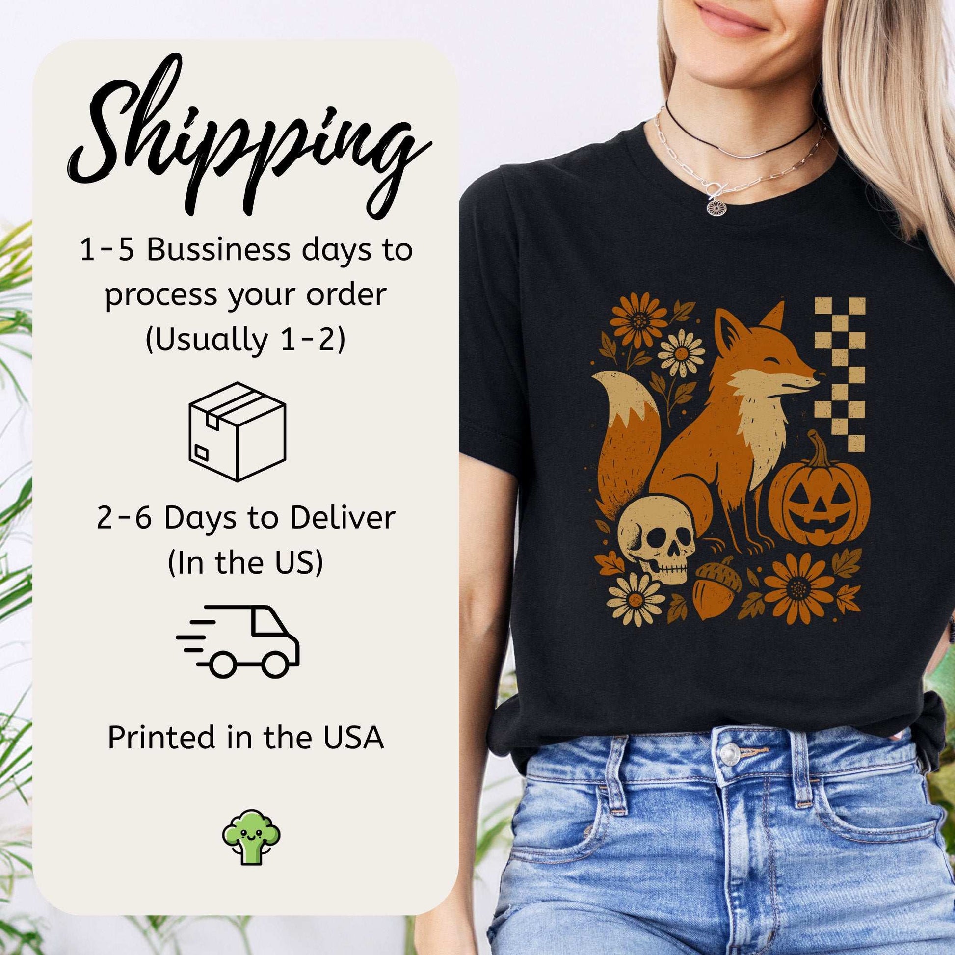 Halloween Fox T-Shirt – Spooky Floral Forestcore Pumpkin Vibes