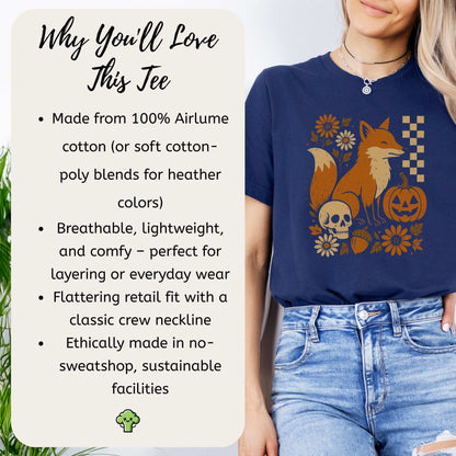 Halloween Fox T-Shirt – Spooky Floral Forestcore Pumpkin Vibes