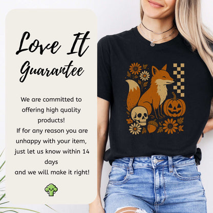 Halloween Fox T-Shirt – Spooky Floral Forestcore Pumpkin Vibes
