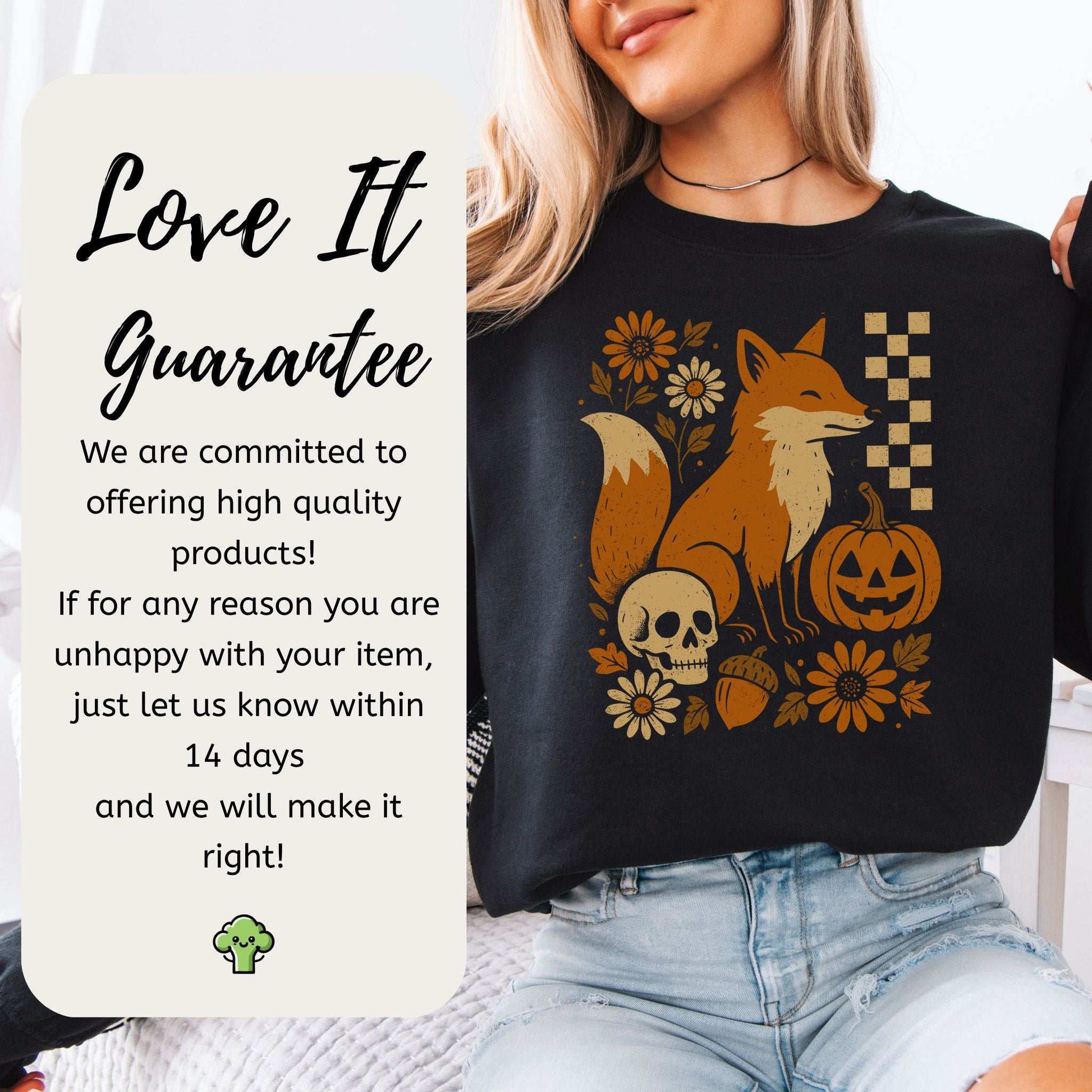 Halloween Fox Sweatshirt – Spooky Floral Forestcore Pumpkin Vibes