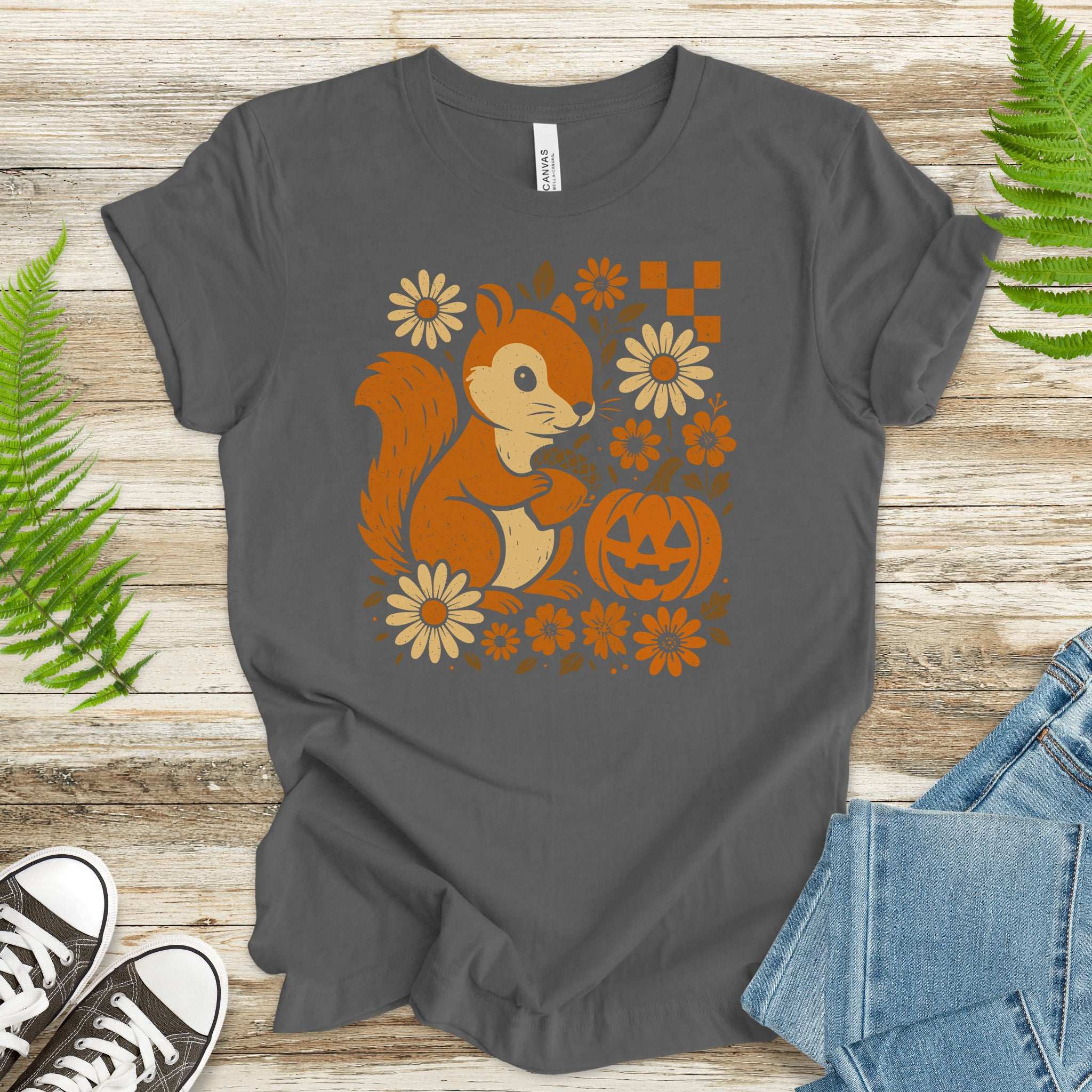 Pumpkin Patch Squirrel T-Shirt – Cute Retro Halloween Nature Vibes