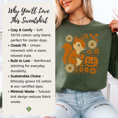 Pumpkin Patch Squirrel Sweatshirt – Cute Retro Halloween Nature Vibes