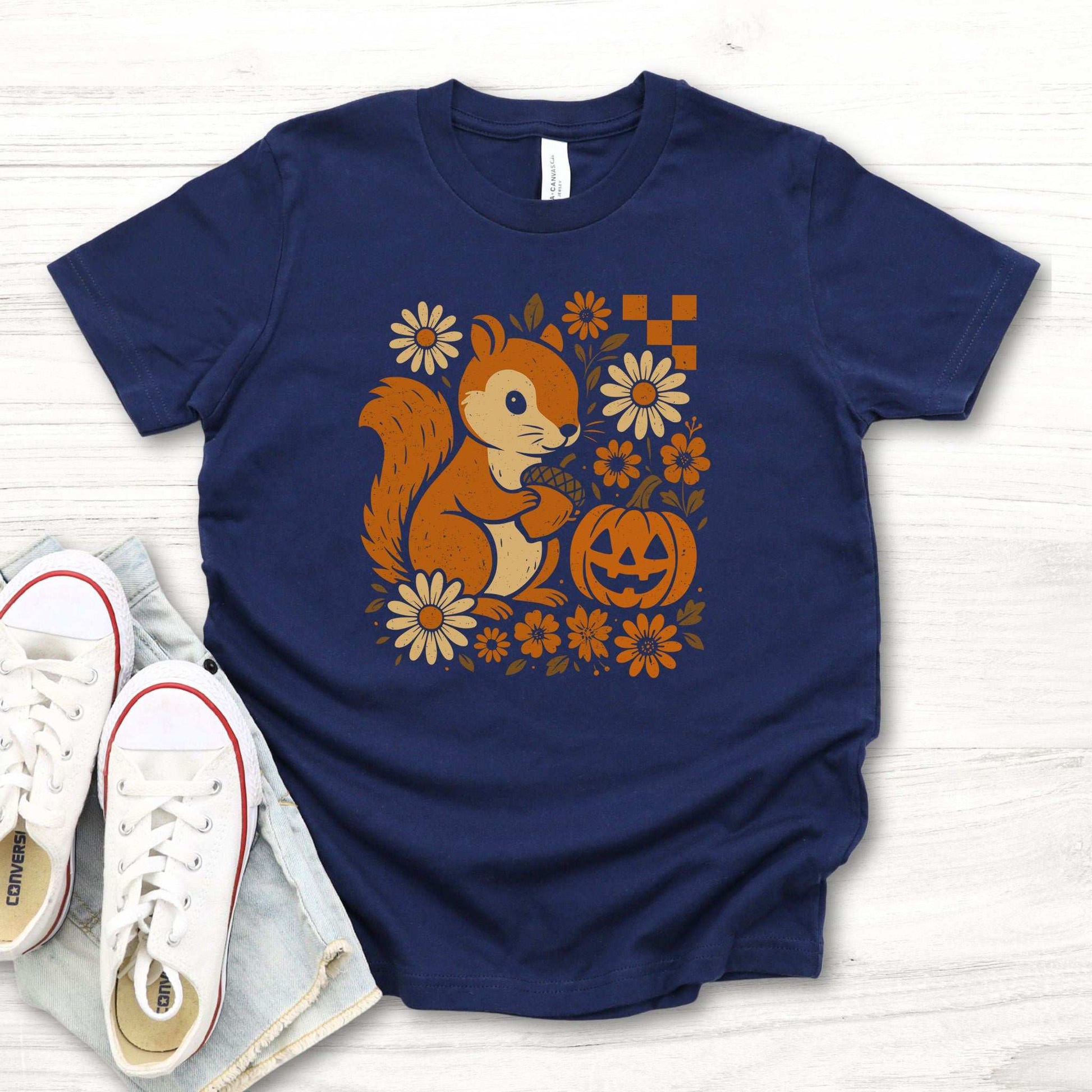 Pumpkin Patch Squirrel Youth Tee – Cute Halloween Forest Vibes