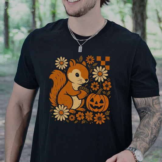 Pumpkin Patch Squirrel T-Shirt – Cute Retro Halloween Nature Vibes