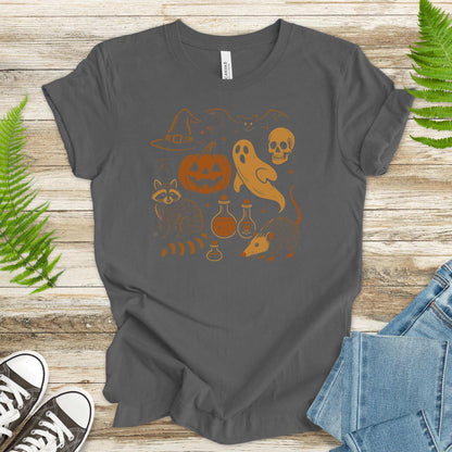 Halloween Raccoon & Opossum T-Shirt – Spooky Trash Panda Potion Vibes