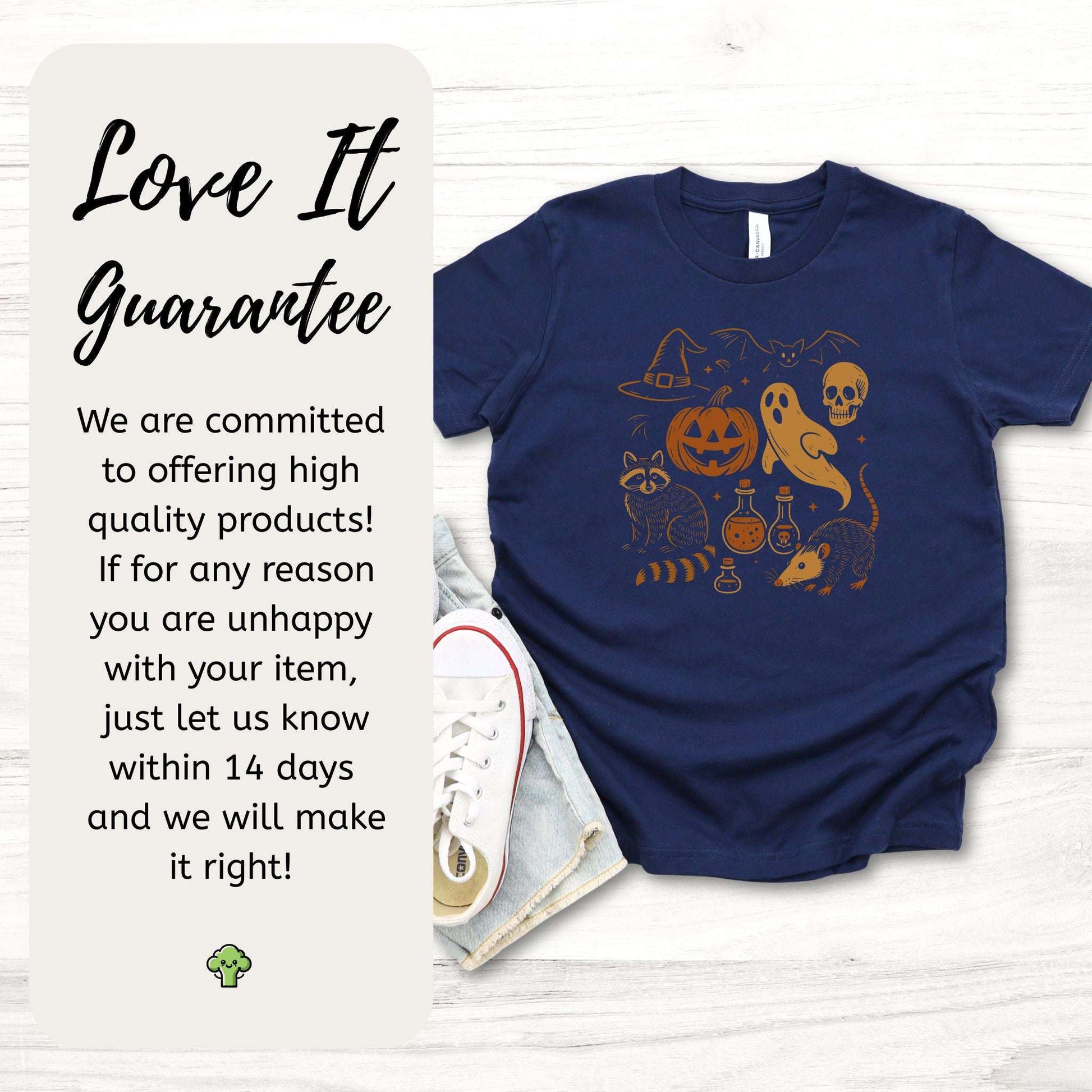 Halloween Raccoon & Opossum Youth Tee – Spooky Cute Trash Panda Mischief for Kids