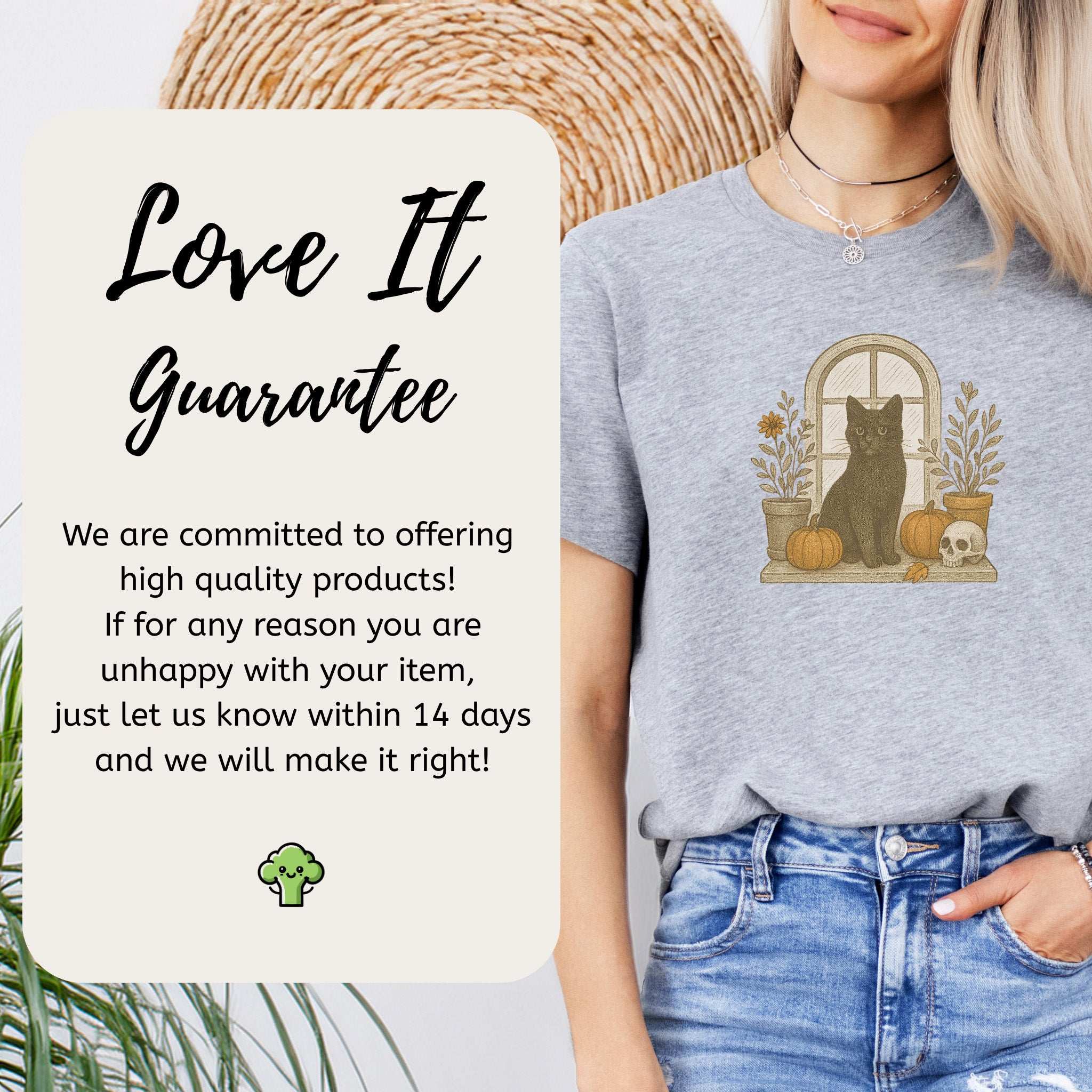 Black Cat Window T-Shirt – Spooky Autumn Halloween Vibes