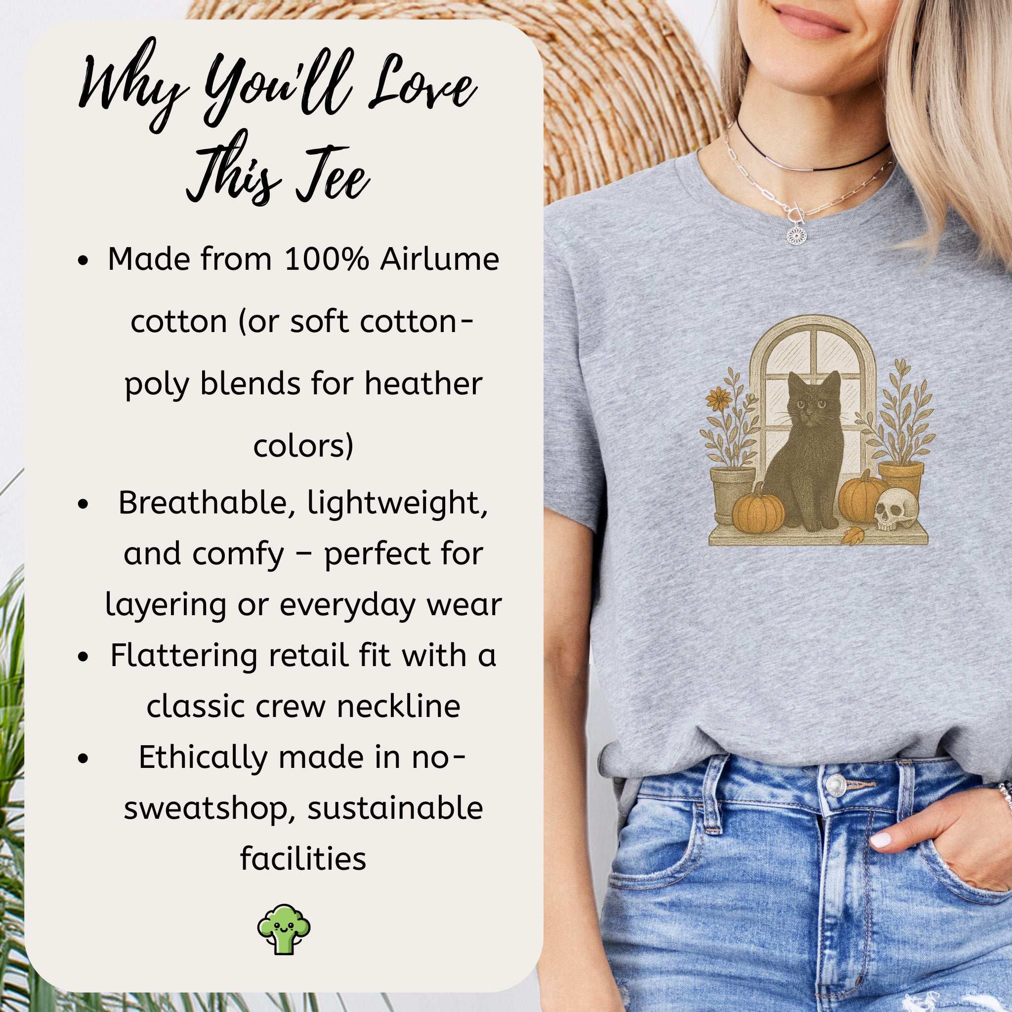 Black Cat Window T-Shirt – Spooky Autumn Halloween Vibes