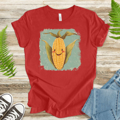 Retro Smiling Corn Character T-Shirt