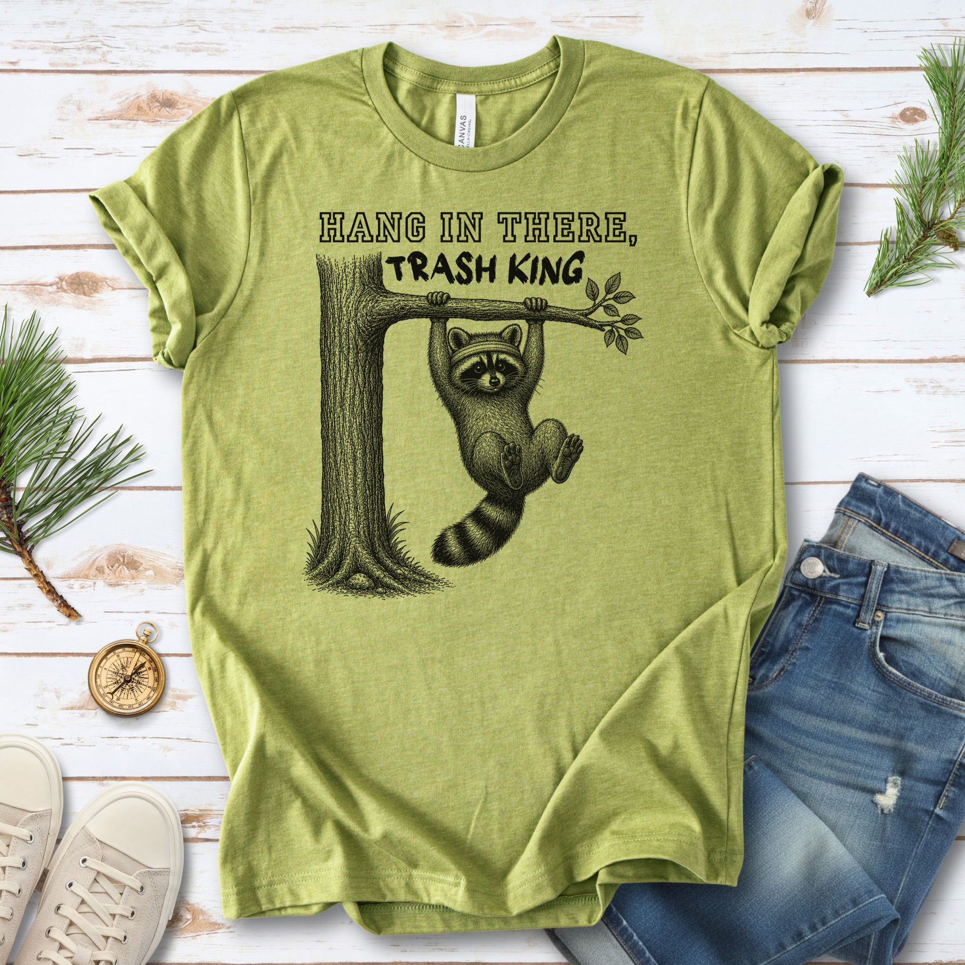 Hang In There Trash King Funny Raccoon Gym Wildlife Gift T-Shirt