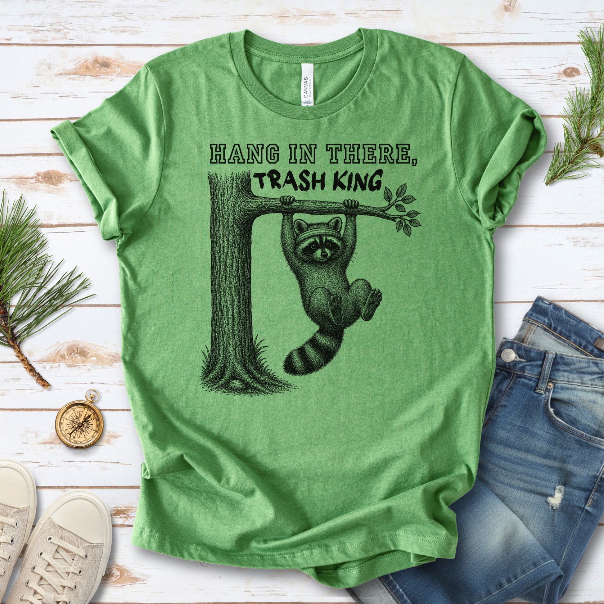 Hang In There Trash King Funny Raccoon Gym Wildlife Gift T-Shirt