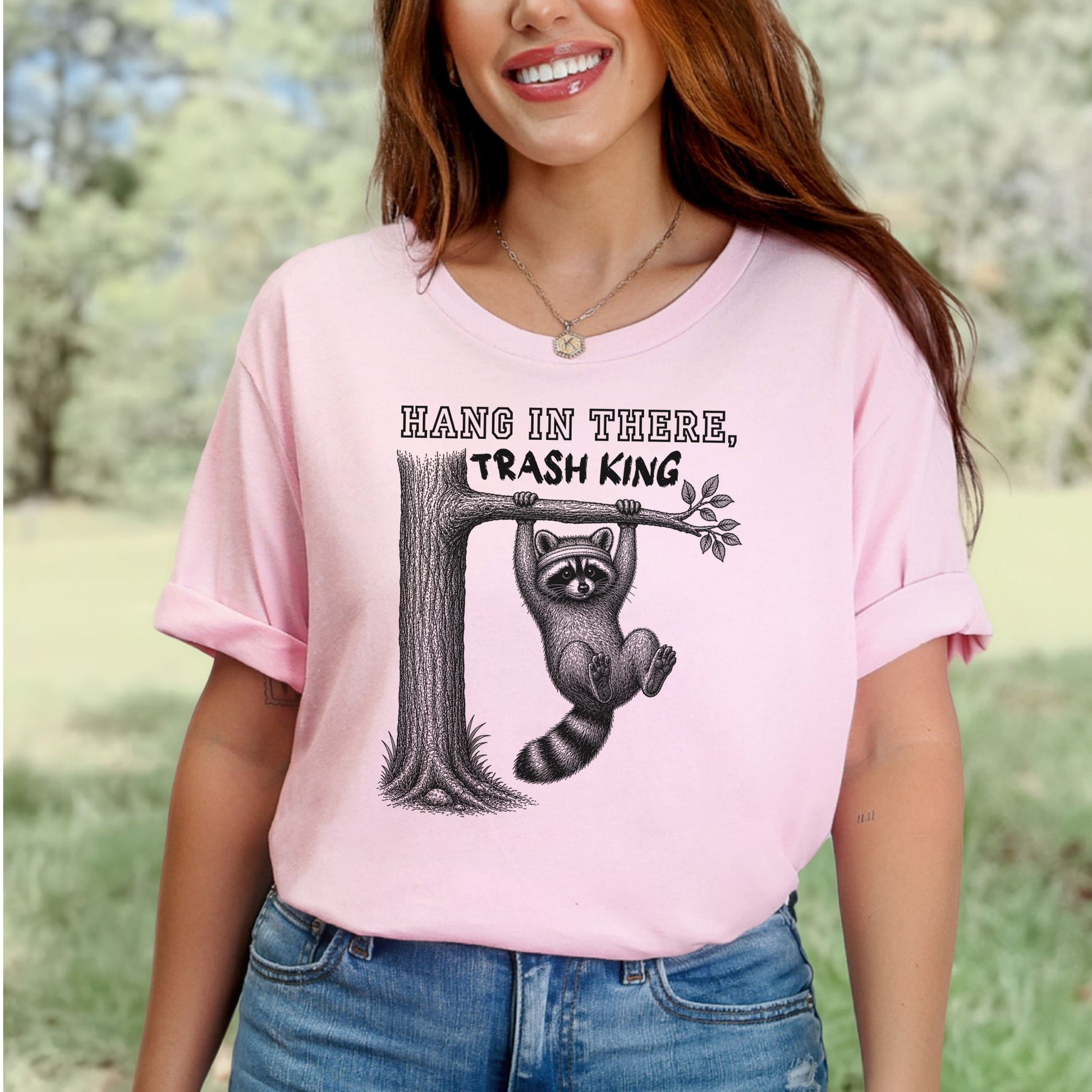 Hang In There Trash King Funny Raccoon Gym Wildlife Gift T-Shirt