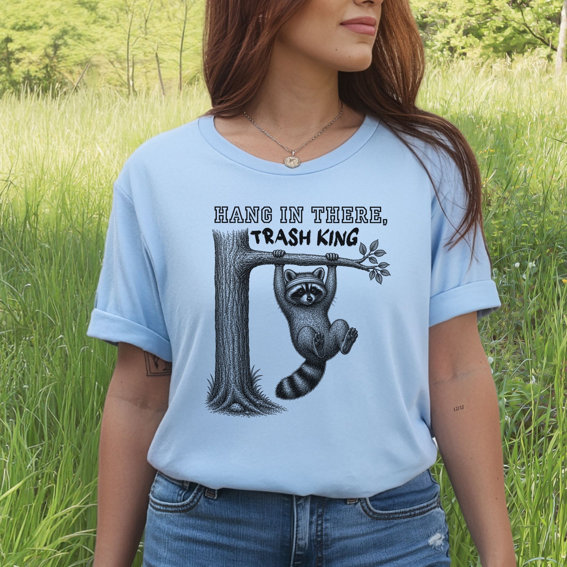 Hang In There Trash King Funny Raccoon Gym Wildlife Gift T-Shirt