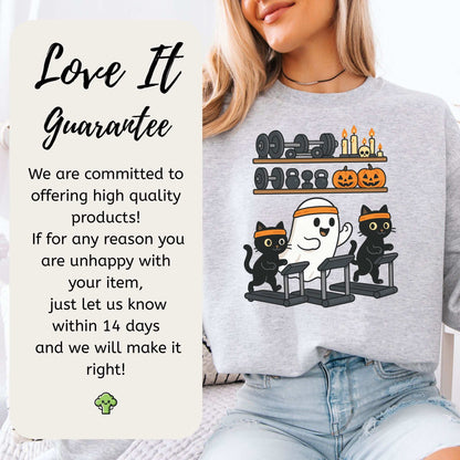 Haunted Gym Ghost & Cats Sweatshirt – Spooky Workout Squad Goals