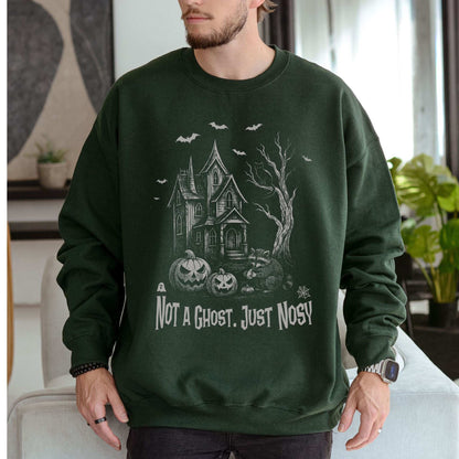 Haunted House Raccoon Sweatshirt – Nosy Ghostly Halloween Vibes
