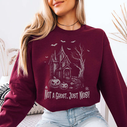 Haunted House Raccoon Sweatshirt – Nosy Ghostly Halloween Vibes