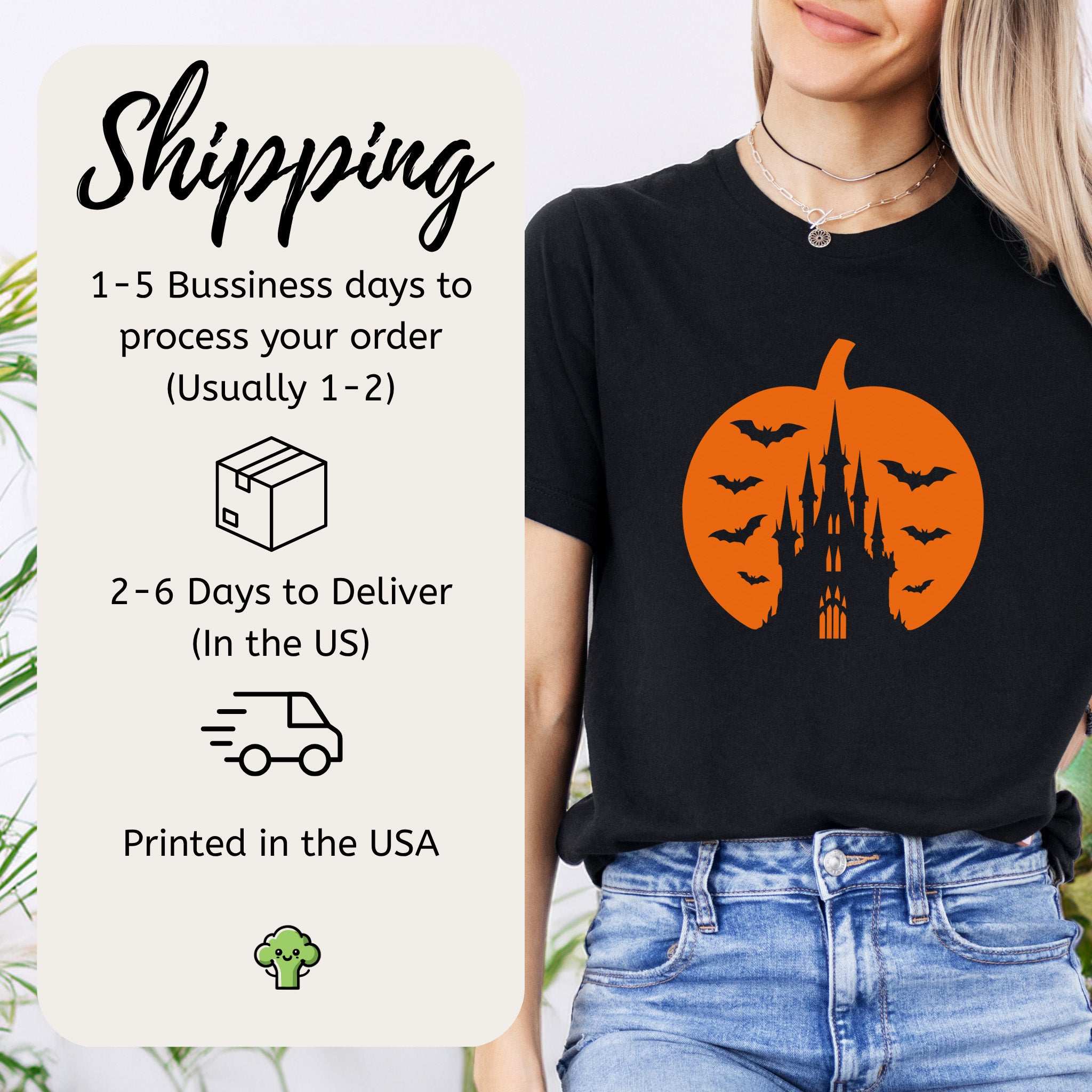 Haunted Pumpkin Castle T-Shirt – Gothic Halloween Bat & Spooky Vibes Tee