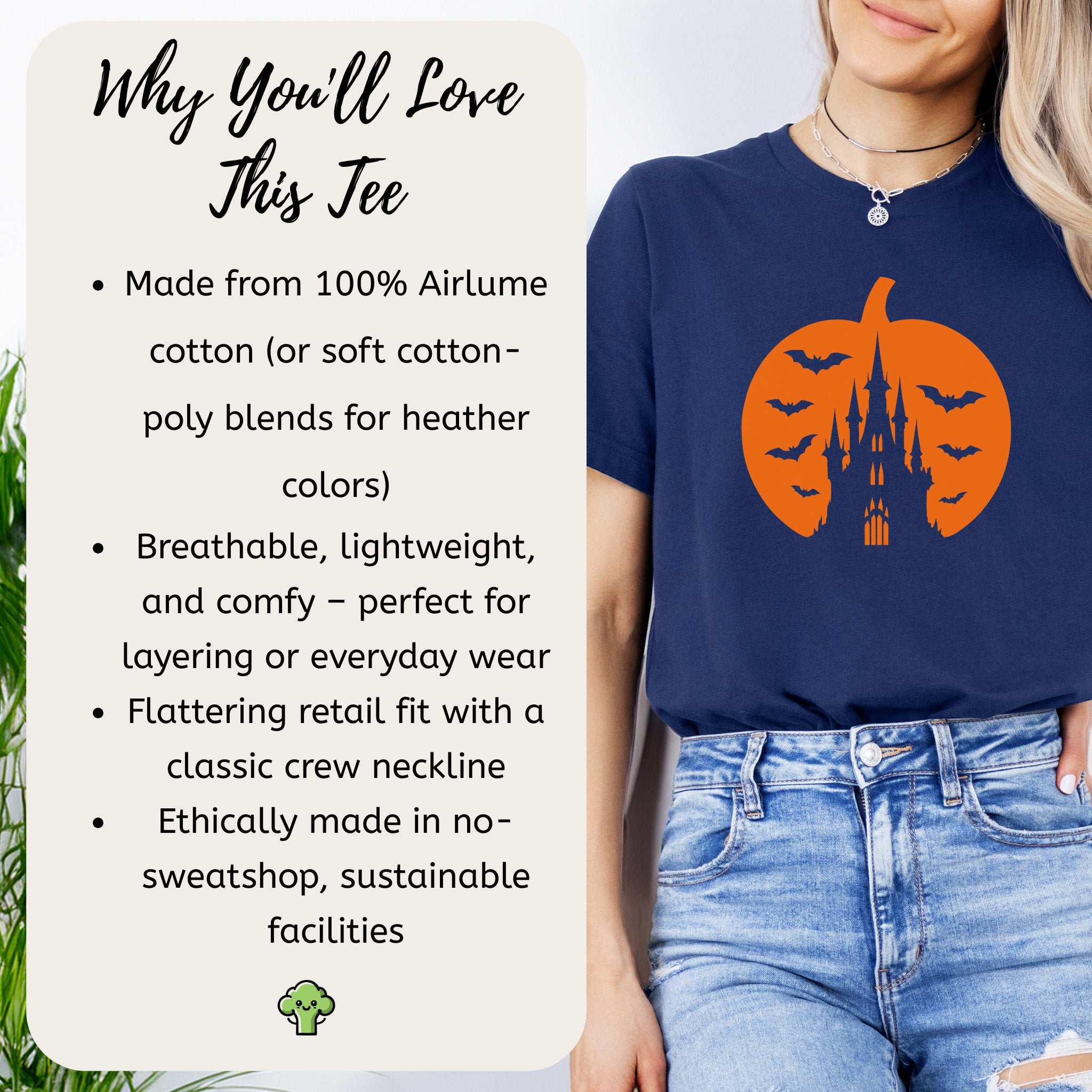 Haunted Pumpkin Castle T-Shirt – Gothic Halloween Bat & Spooky Vibes Tee