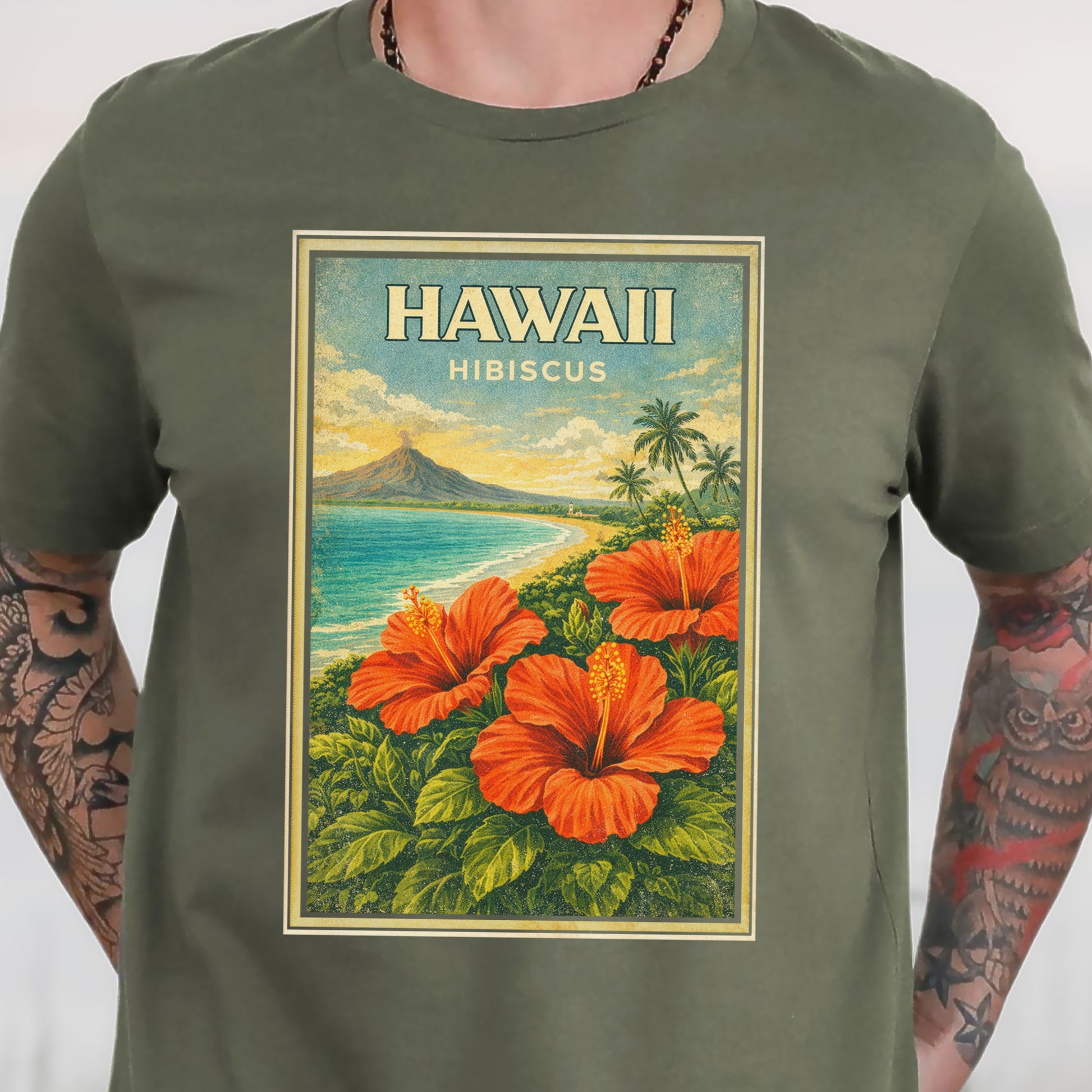 Hawaii Hibiscus Tropical Beach Botanical Vintage T-Shirt