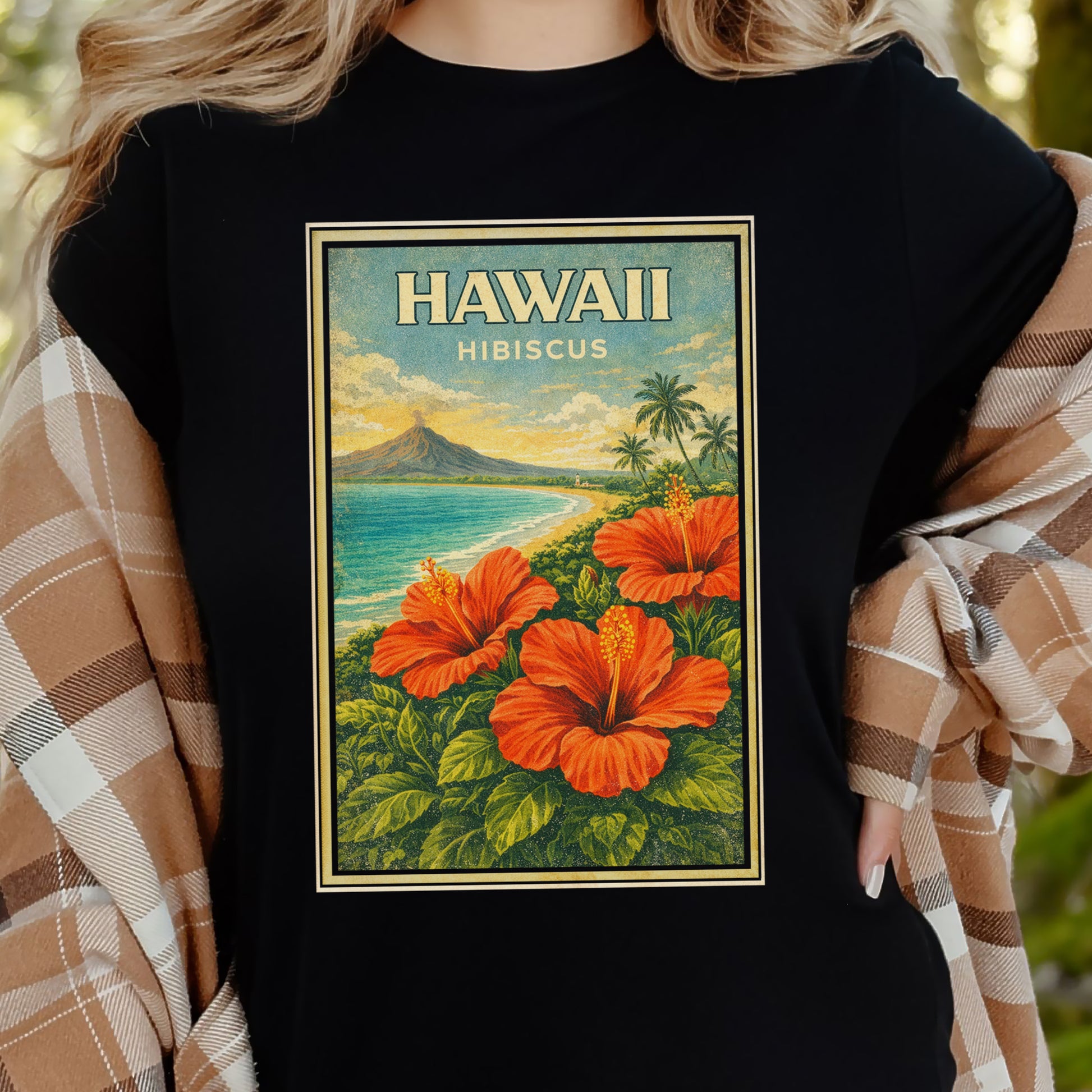 Hawaii Hibiscus Tropical Beach Botanical Vintage T-Shirt
