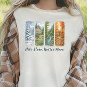Hike Slow Notice More Botanical Panel T-Shirt – Seasonal Forest Art