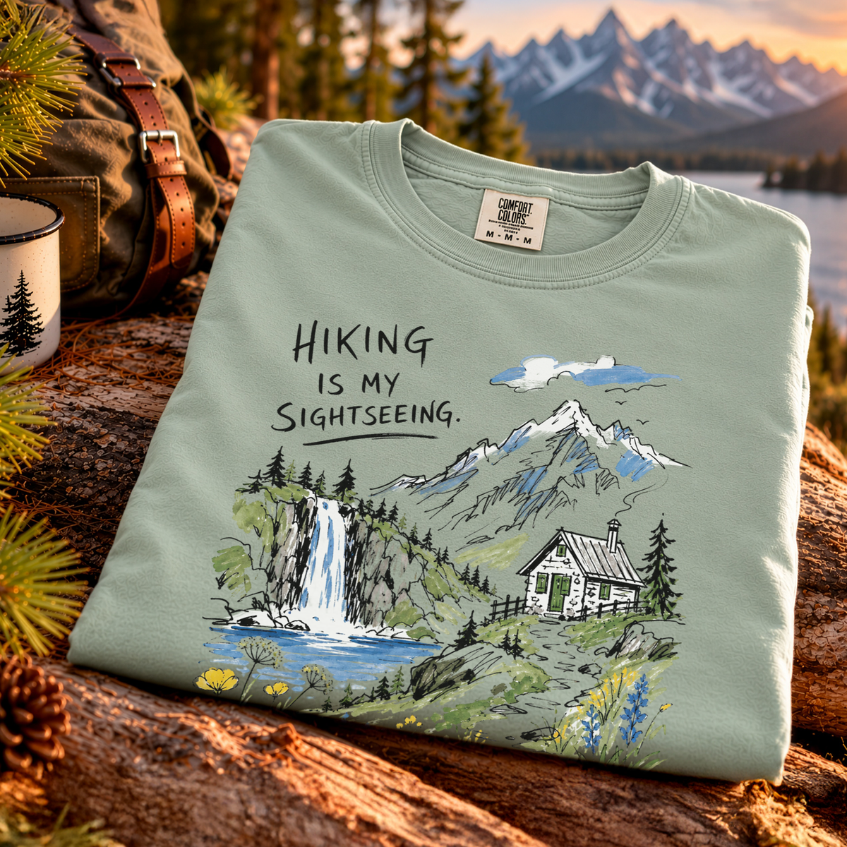 Hiking Is My Sightseeing Comfort Colors Shirt – Waterfall Nature Tee