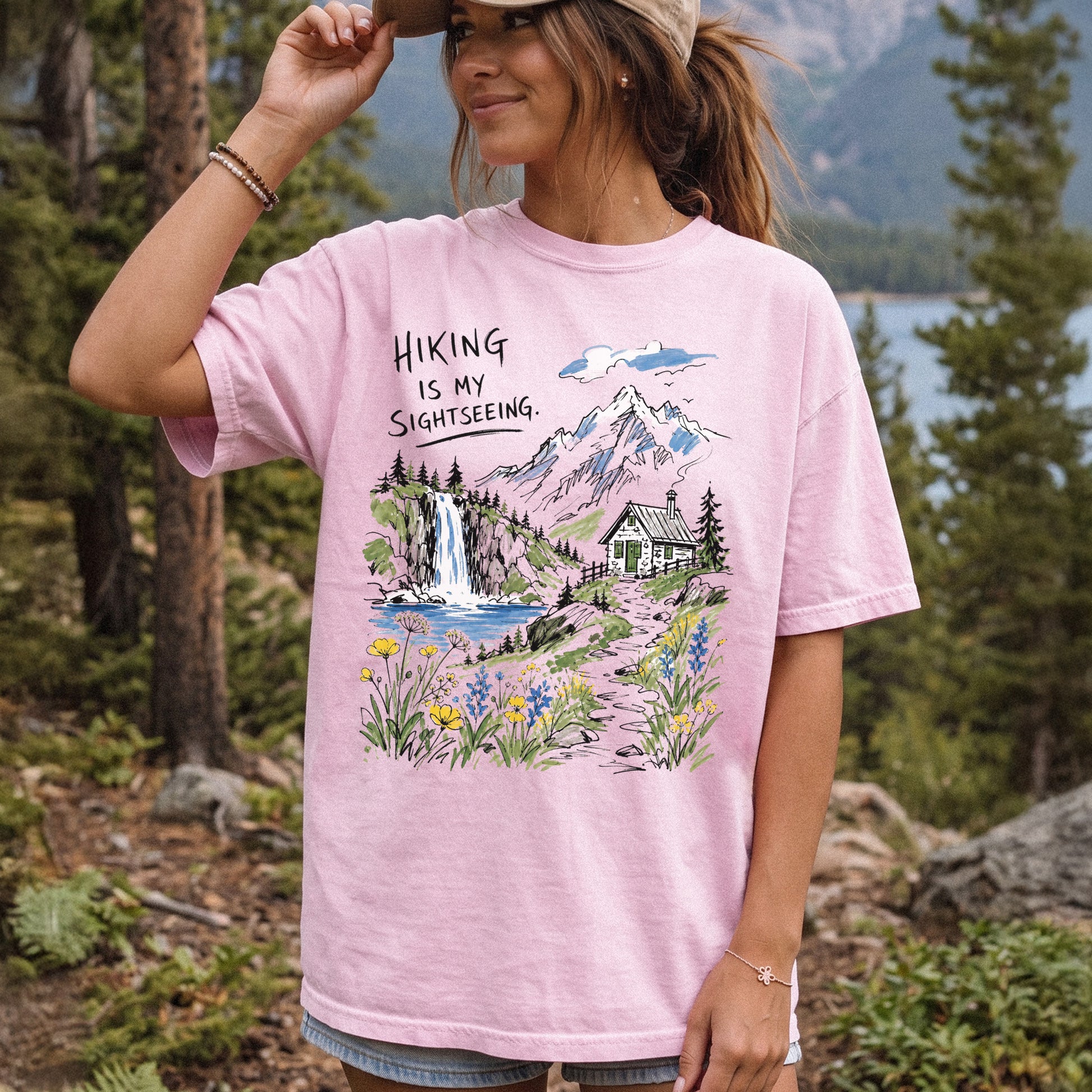 Hiking Is My Sightseeing Comfort Colors Shirt – Waterfall Nature Tee