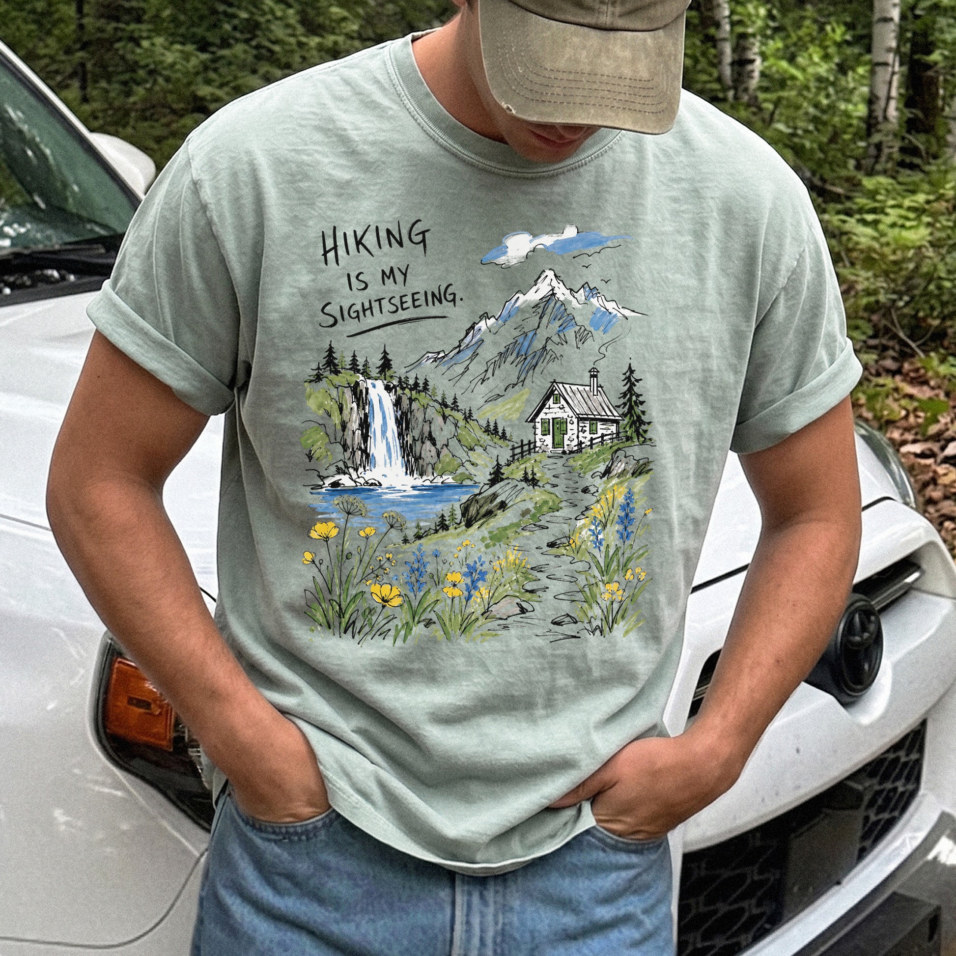 Hiking Is My Sightseeing Comfort Colors Shirt – Waterfall Nature Tee