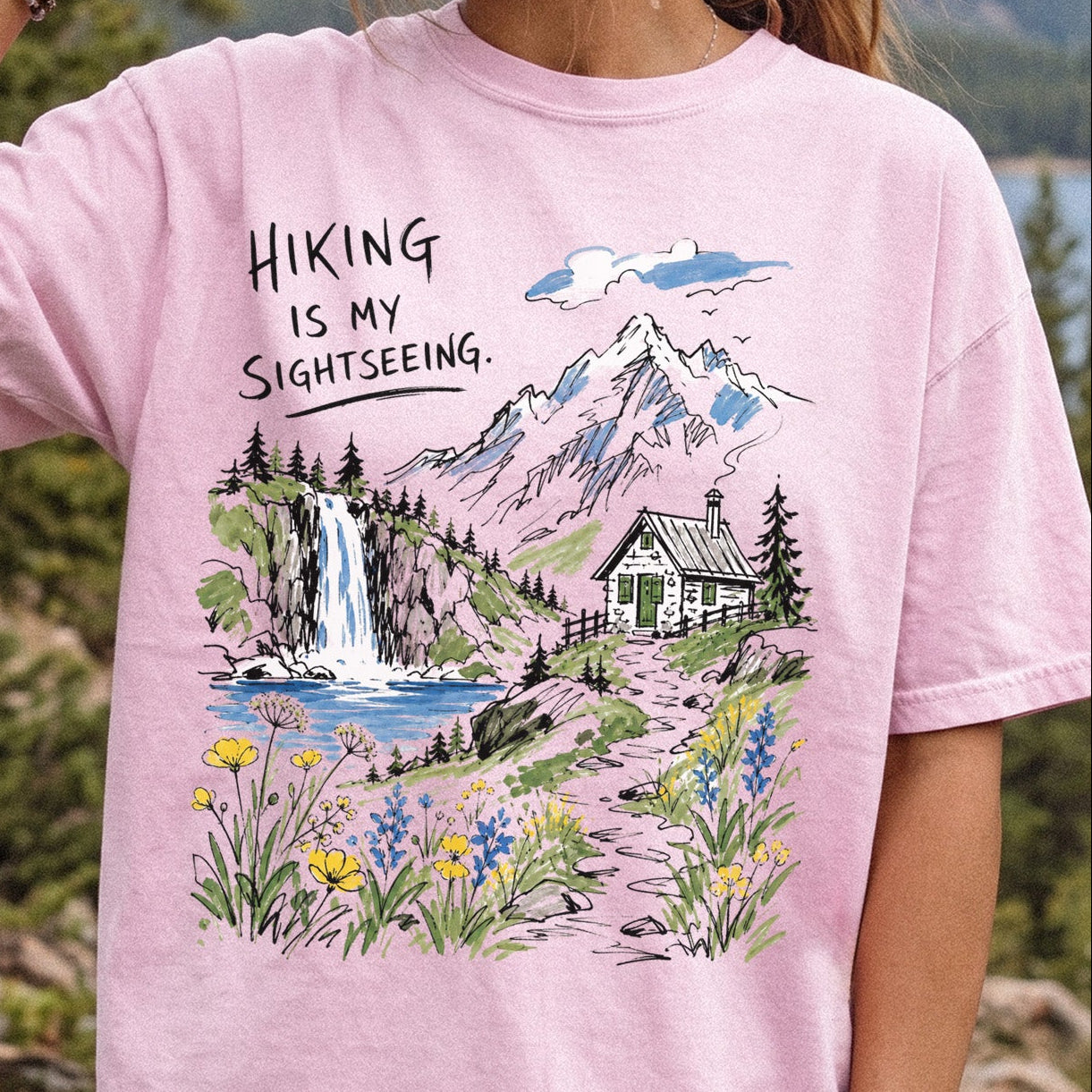 Hiking Is My Sightseeing Comfort Colors Shirt – Waterfall Nature Tee