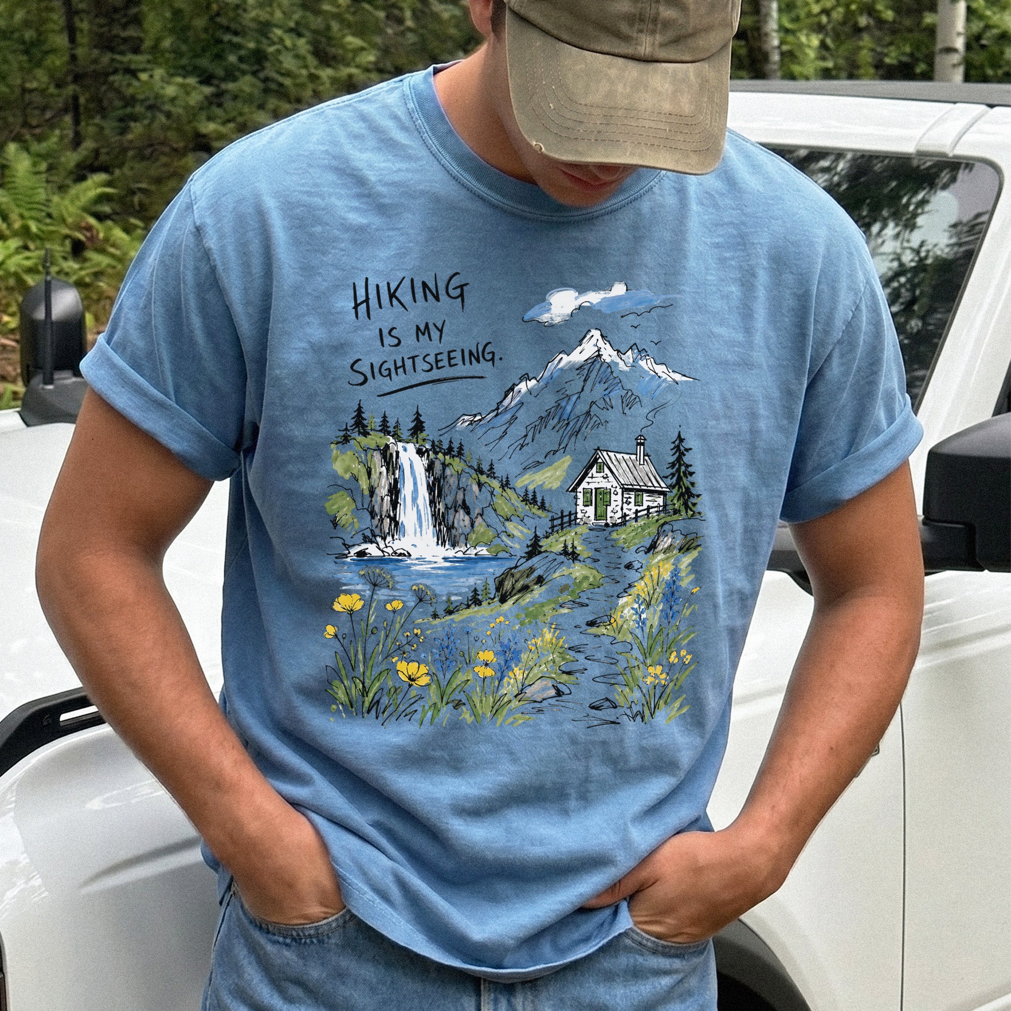 Hiking Is My Sightseeing Comfort Colors Shirt – Waterfall Nature Tee