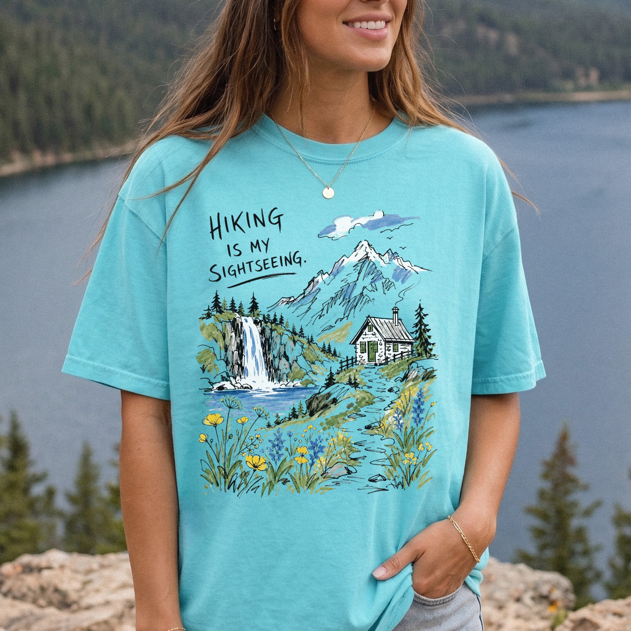 Hiking Is My Sightseeing Comfort Colors Shirt – Waterfall Nature Tee
