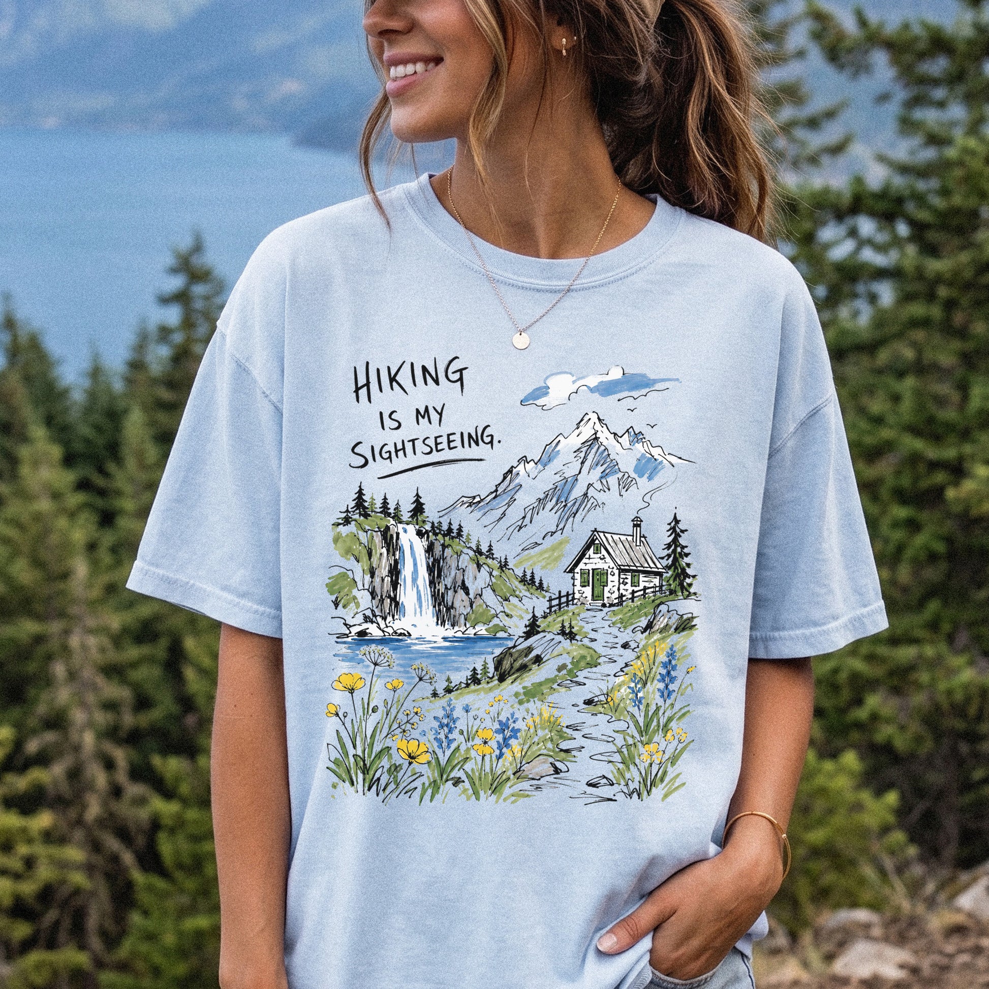 Hiking Is My Sightseeing Comfort Colors Shirt – Waterfall Nature Tee
