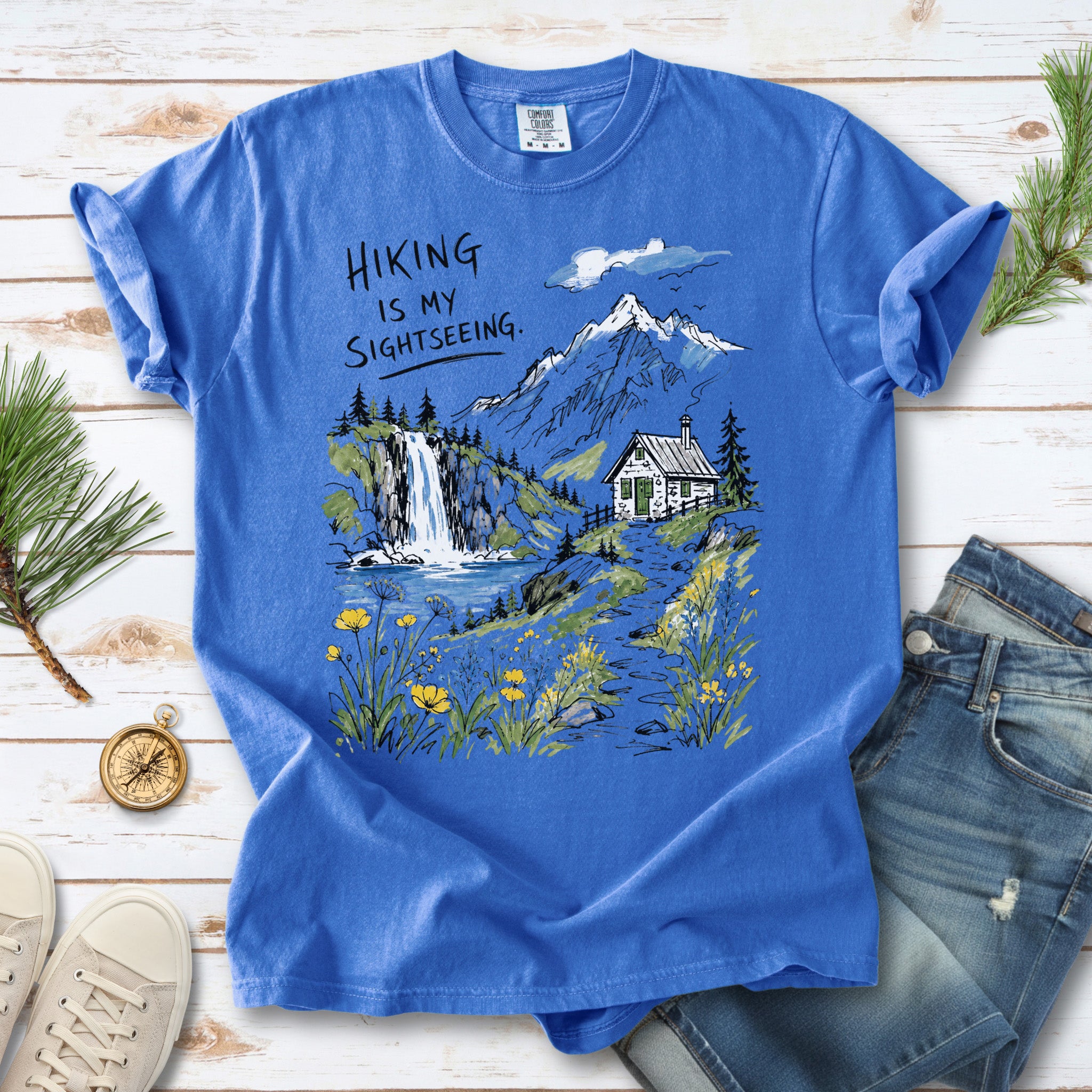 Hiking Is My Sightseeing Comfort Colors Shirt – Waterfall Nature Tee