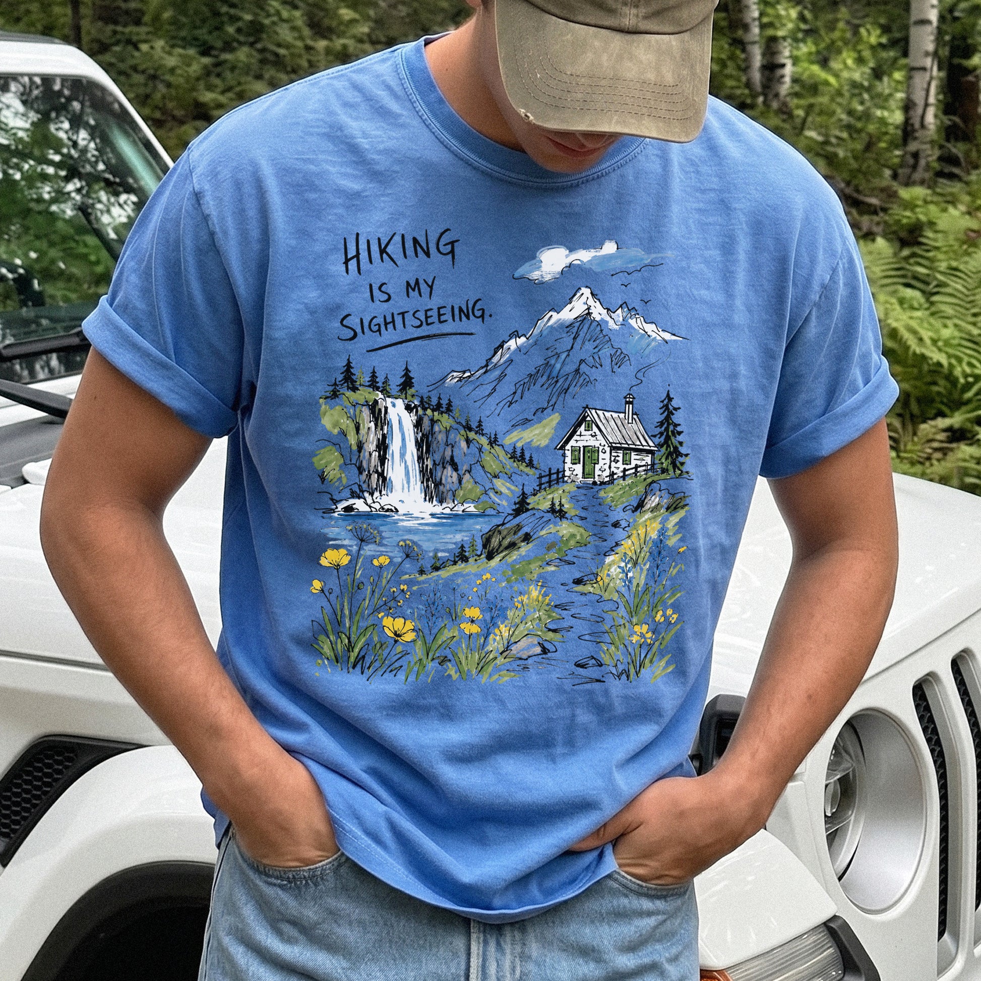 Hiking Is My Sightseeing Comfort Colors Shirt – Waterfall Nature Tee