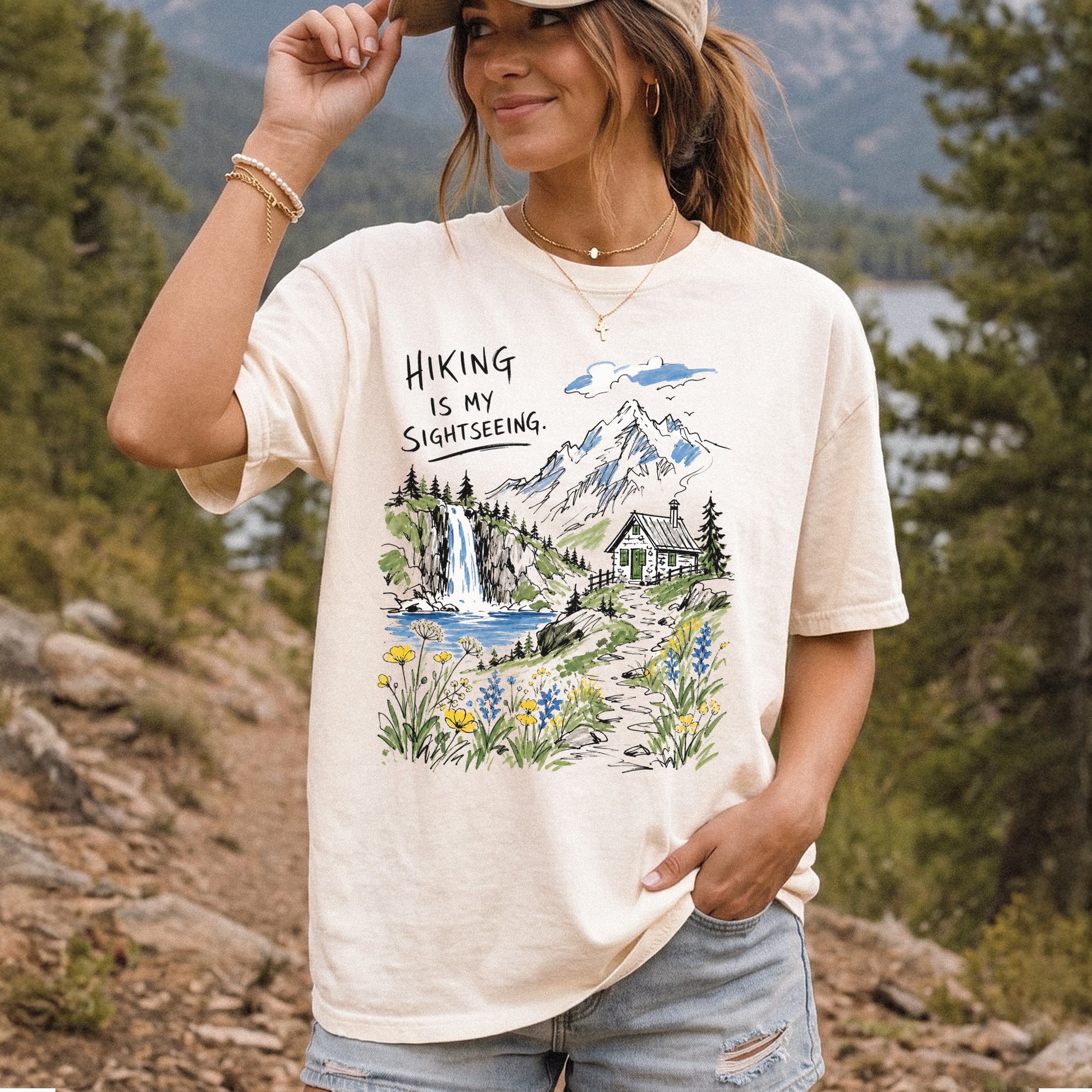 Hiking Is My Sightseeing Comfort Colors Shirt – Waterfall Nature Tee
