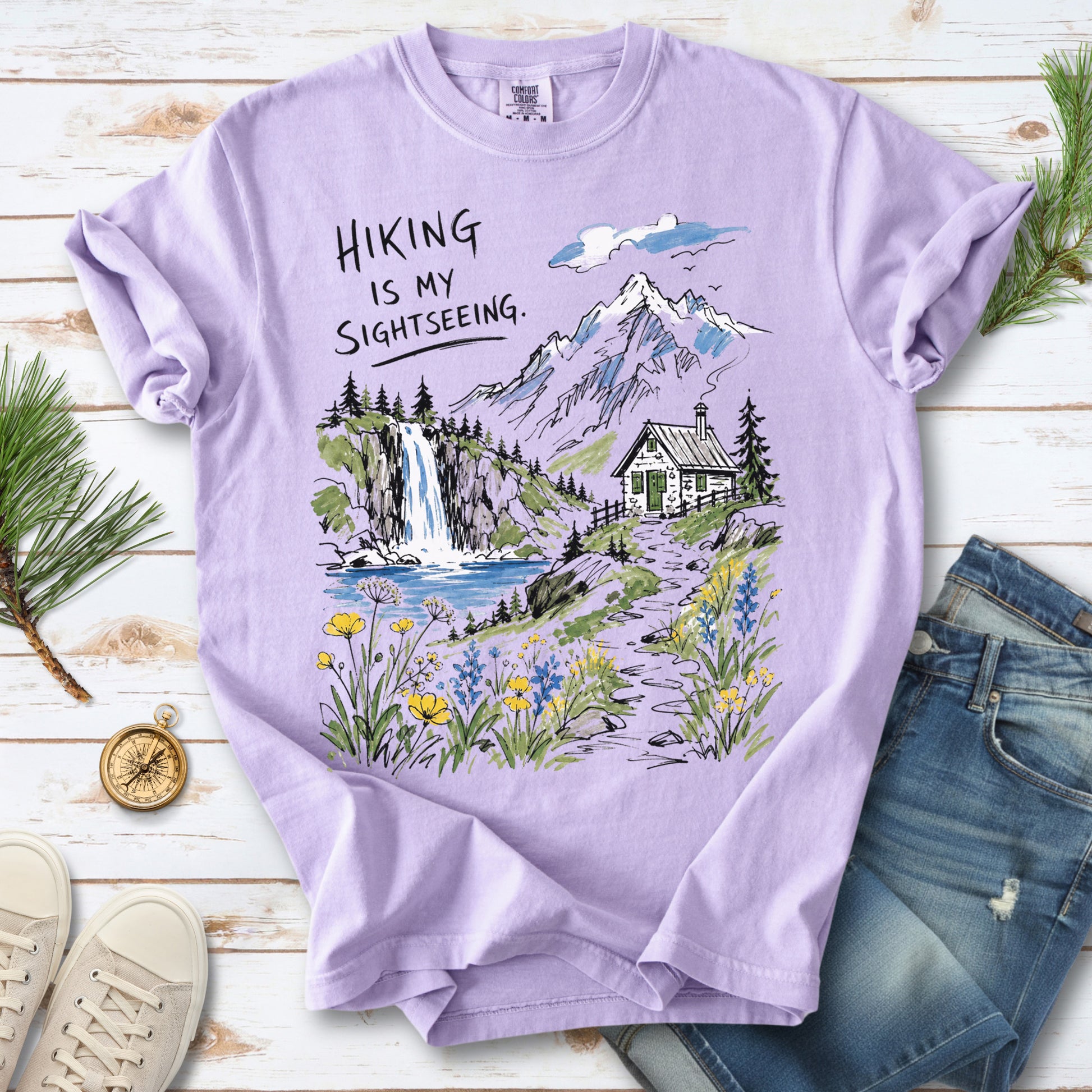 Hiking Is My Sightseeing Comfort Colors Shirt – Waterfall Nature Tee